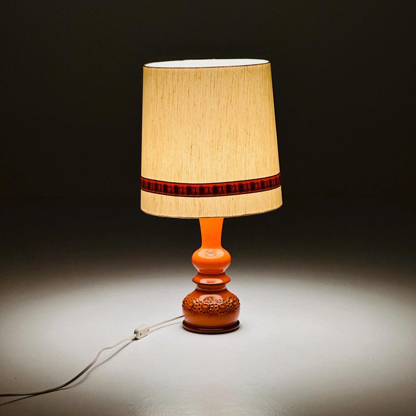 Mid century Orange Beige Ceramic handmade table - Buffet lamp 1960s Germany