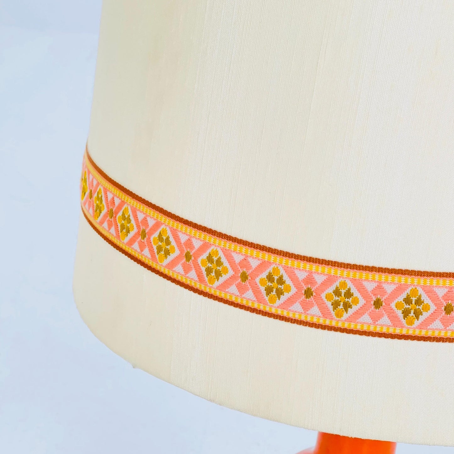 Mid century Orange Beige Ceramic handmade table - Buffet lamp 1960s Germany