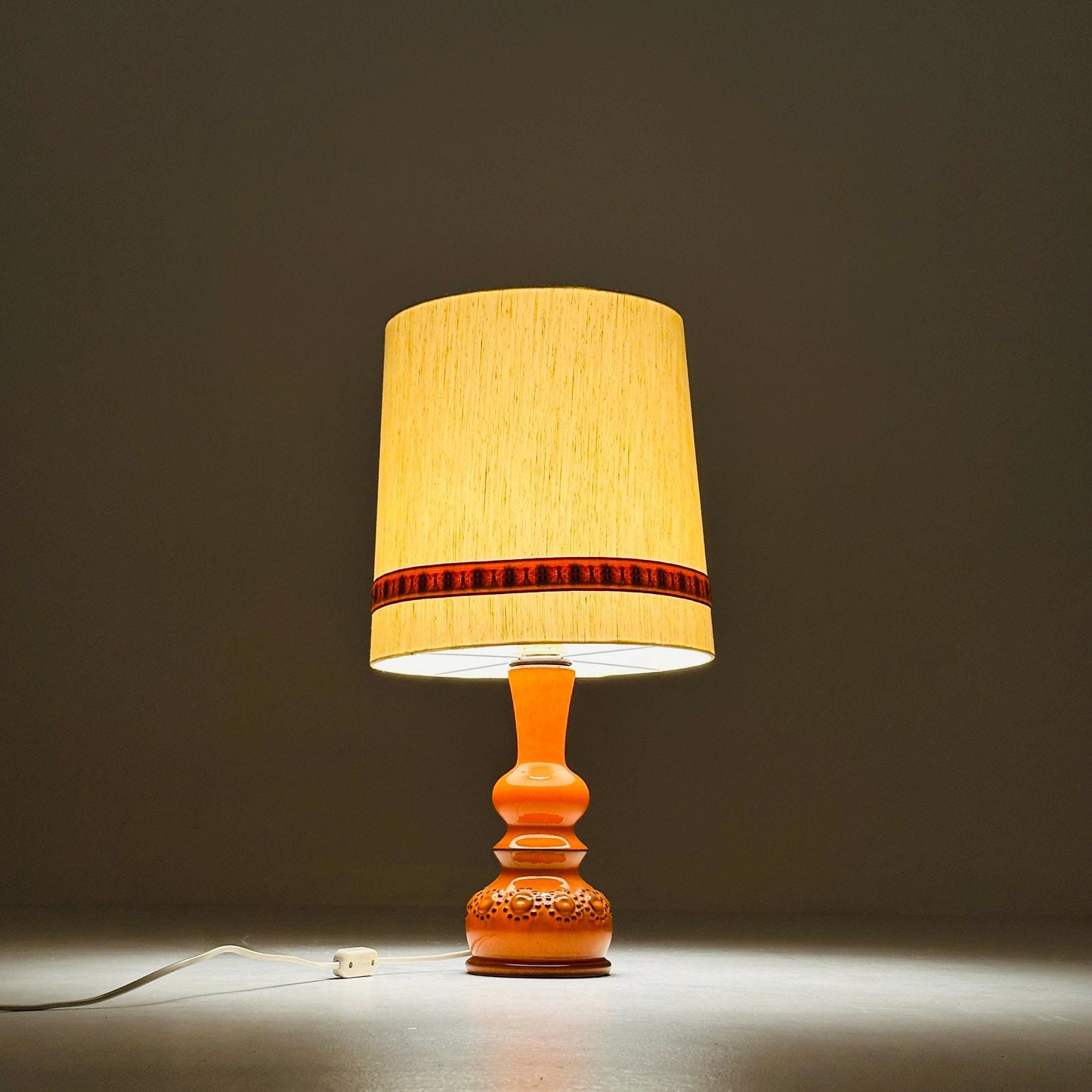 Mid century Orange Beige Ceramic handmade table - Buffet lamp 1960s Germany