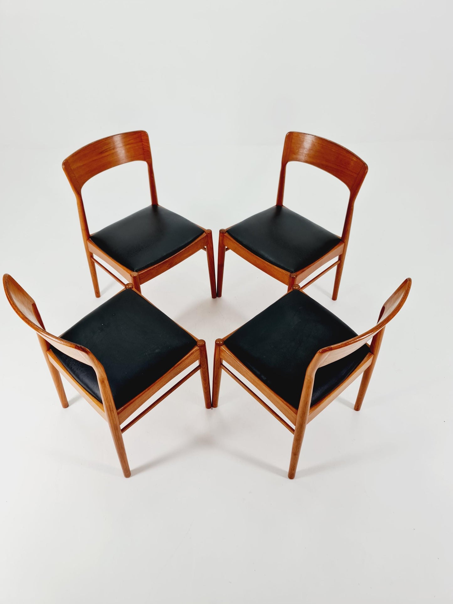 Vintage Danish solid teak dining chairs By Kai Kristiansen for K.S , 1960s, Set of 4