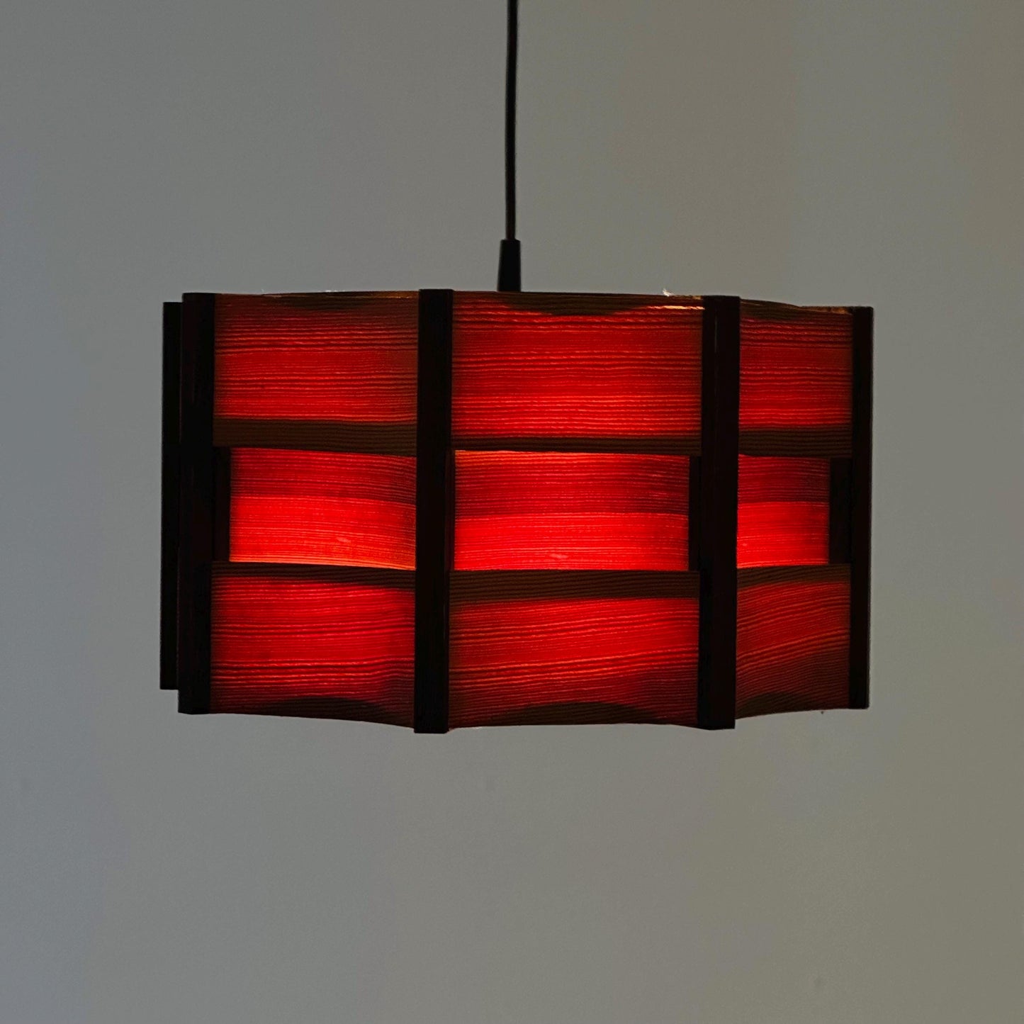 Mid-Century Modern Danish Pendant Lamp – Sculptural Wooden Shade, 1960s Denmark
