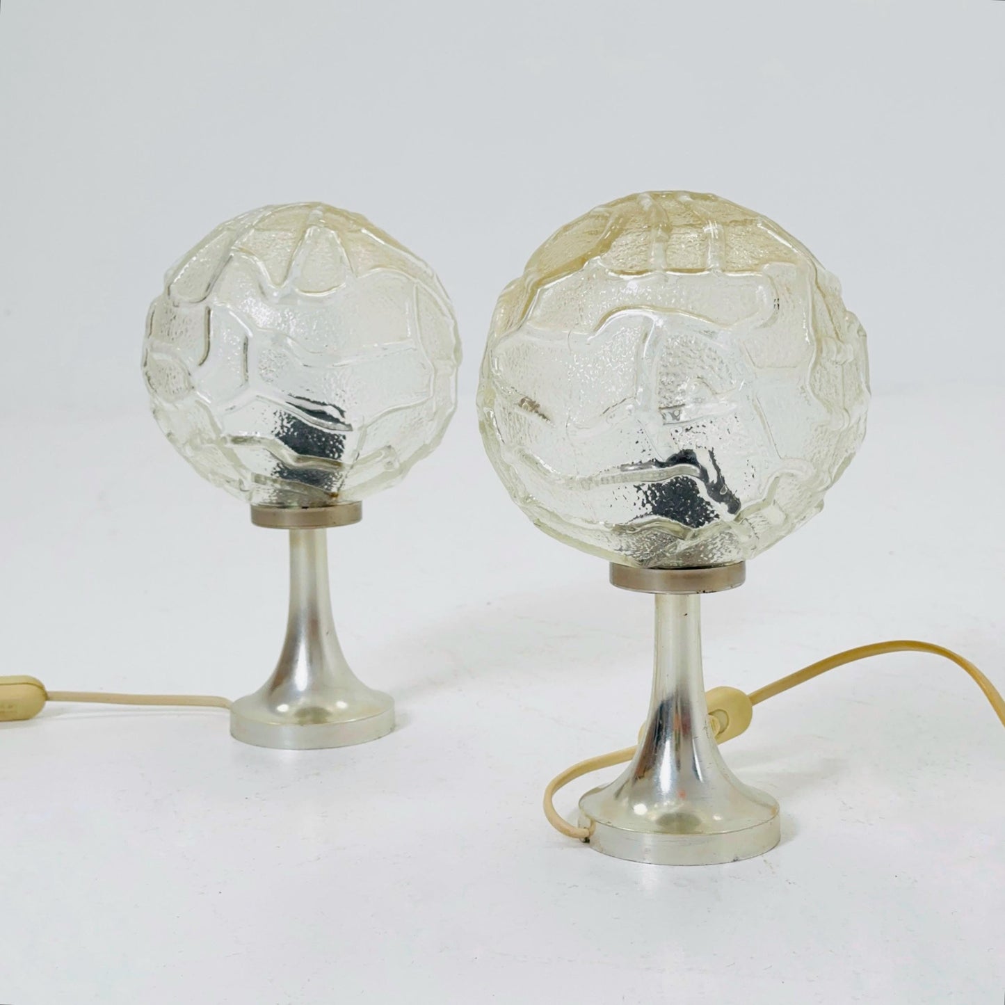 Set of 2 Mid-Century Bedside or Desk Lamps –Glass Globe – ARO Leuchte Type 468/13, Germany 1970s