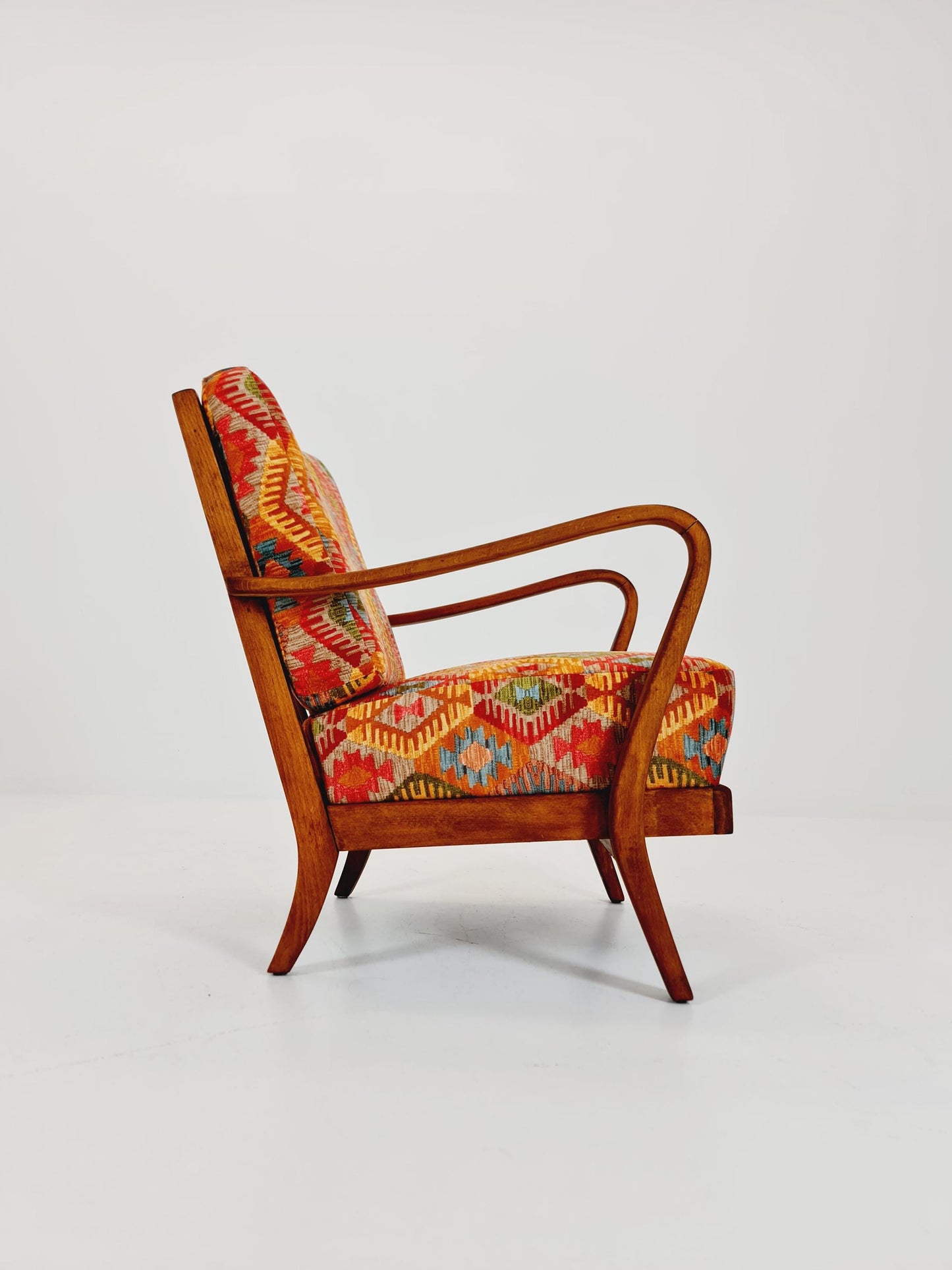 Rare Midcentury German club lounge chair, with ottoman 1940s