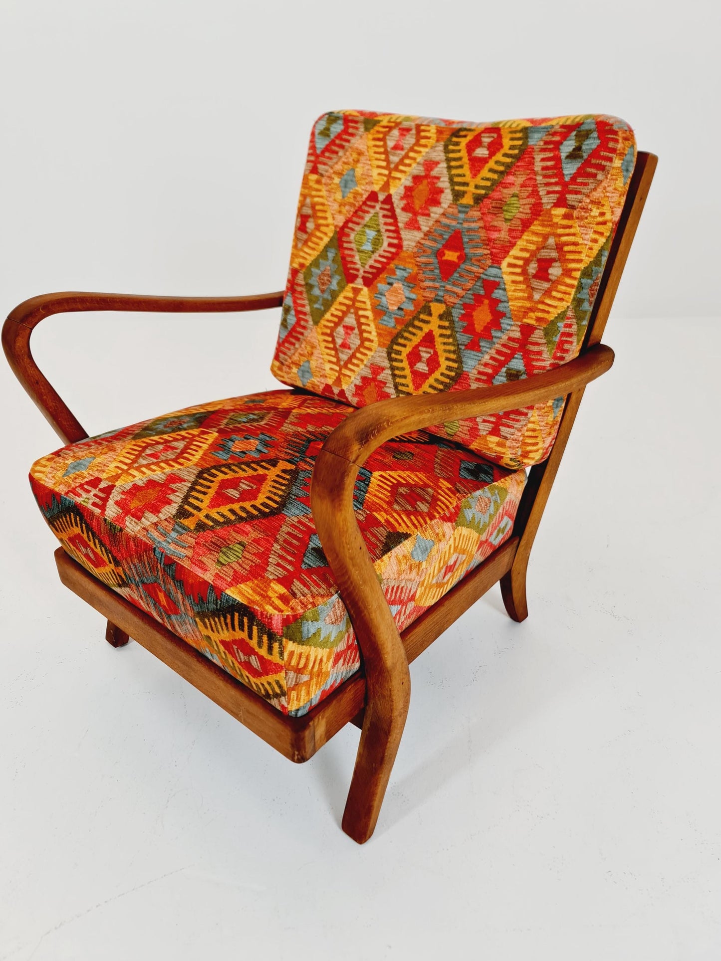 Rare Midcentury German club lounge chair, with ottoman 1940s