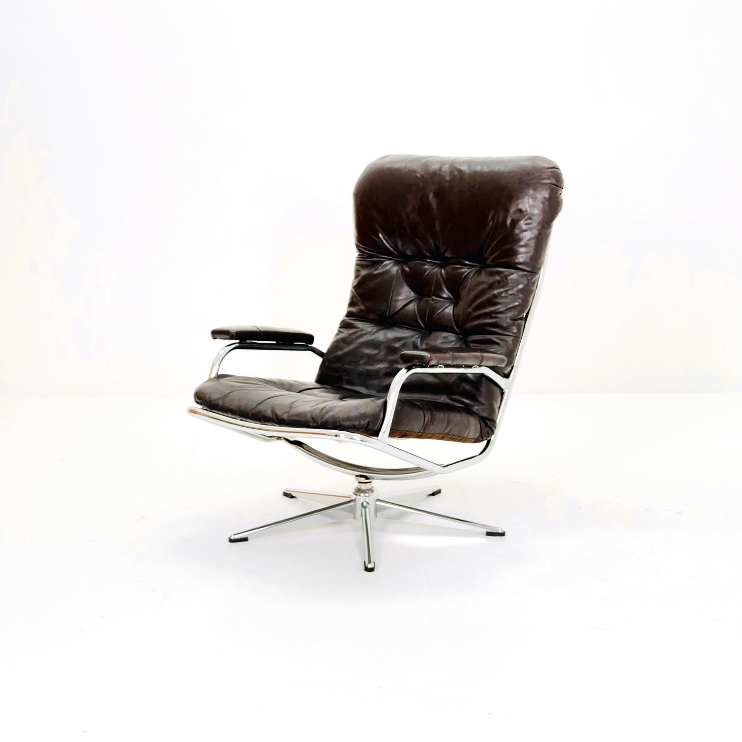 Mid Century Industrial Swivel Armchair by Skoghaug Industries, Norway, 1960s