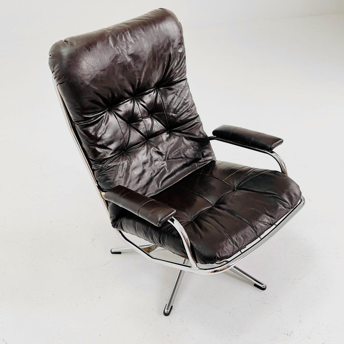 Mid Century Industrial Swivel Armchair by Skoghaug Industries, Norway, 1960s
