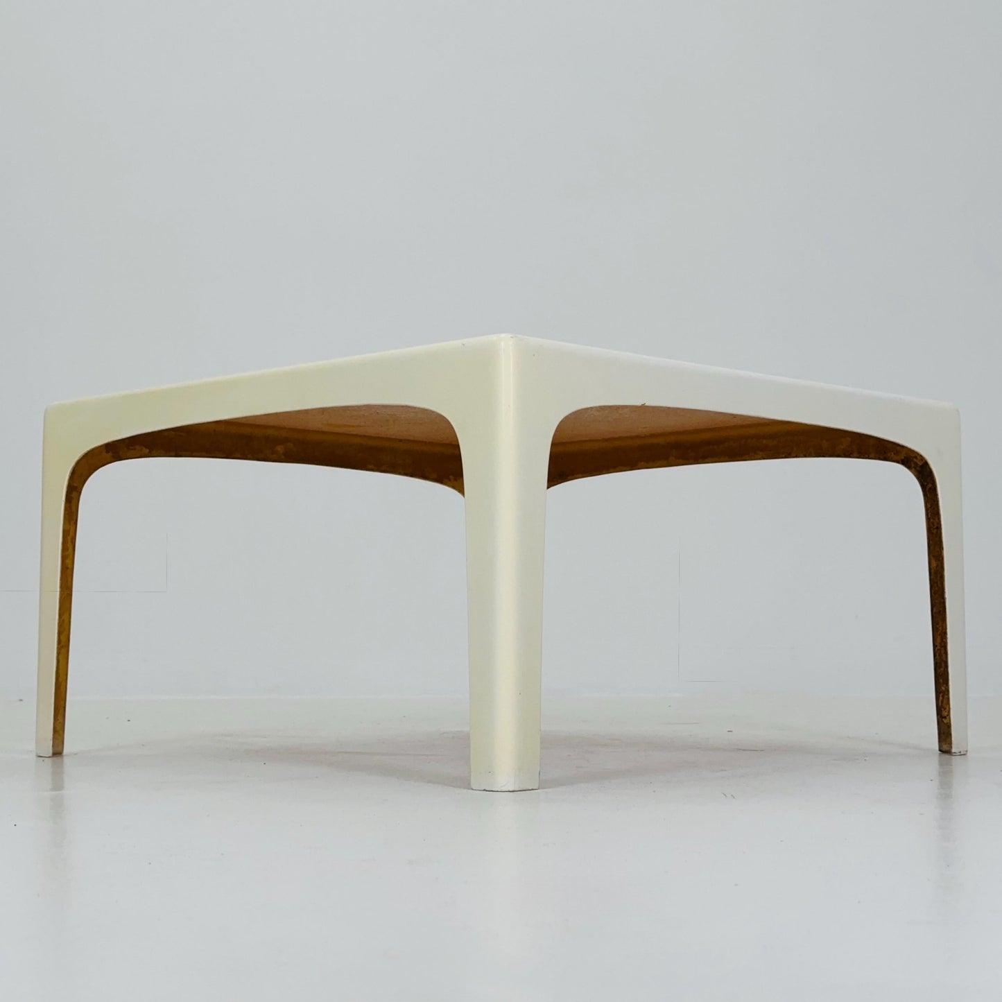 Mid Century Square white acrylic coffee table by Poschinger Pur Germany 1970s