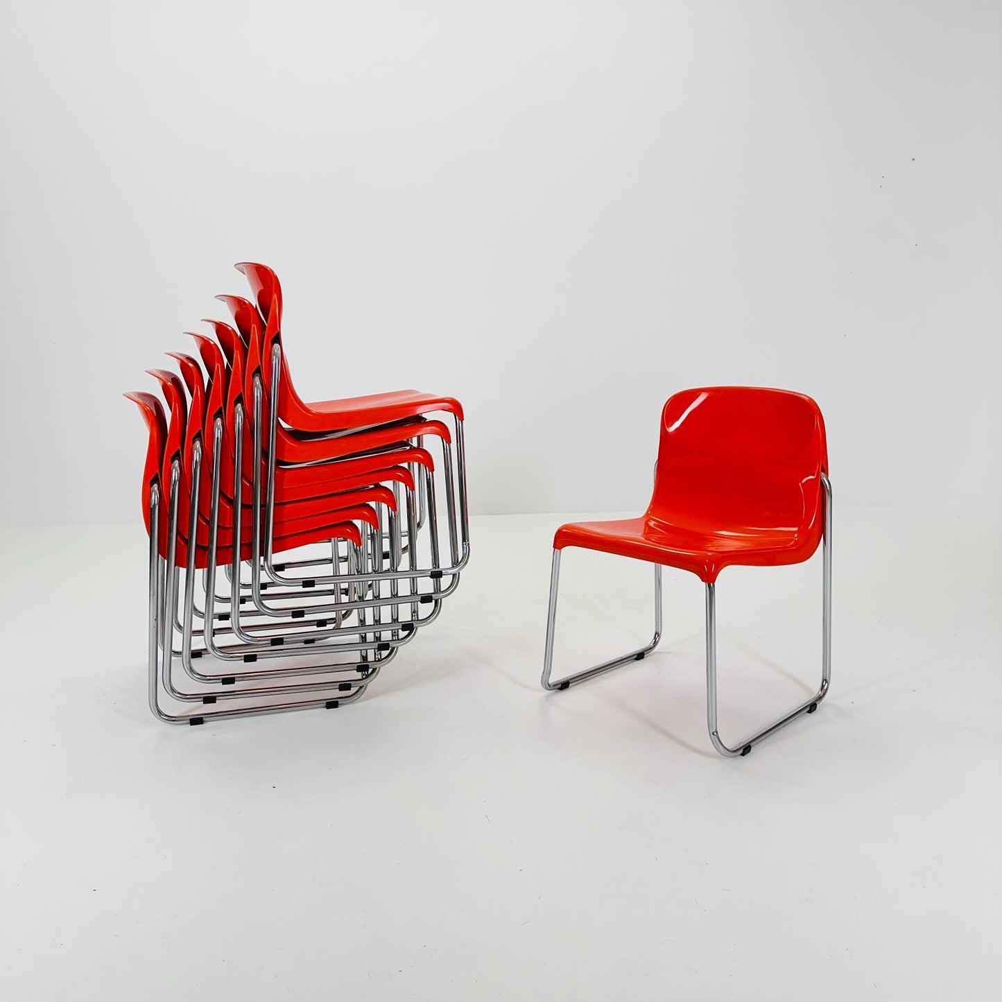 1 of 8 Mid Century Space Age Orange Chair by EKA Möbel, Germany 1970s
