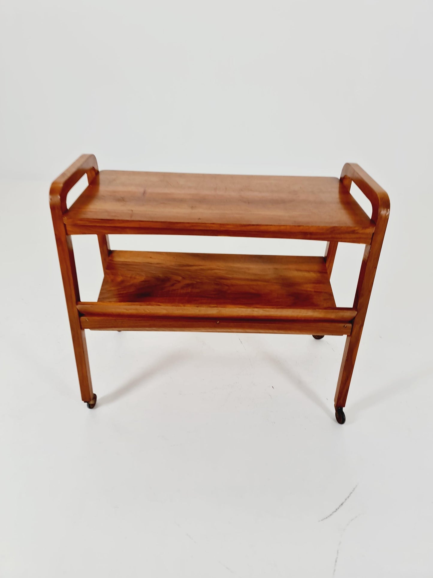 Midcentury Walnut Vintage big Side table/ Bedside table/ Night stand with News Paper shelf straight from the sixties By Opal
