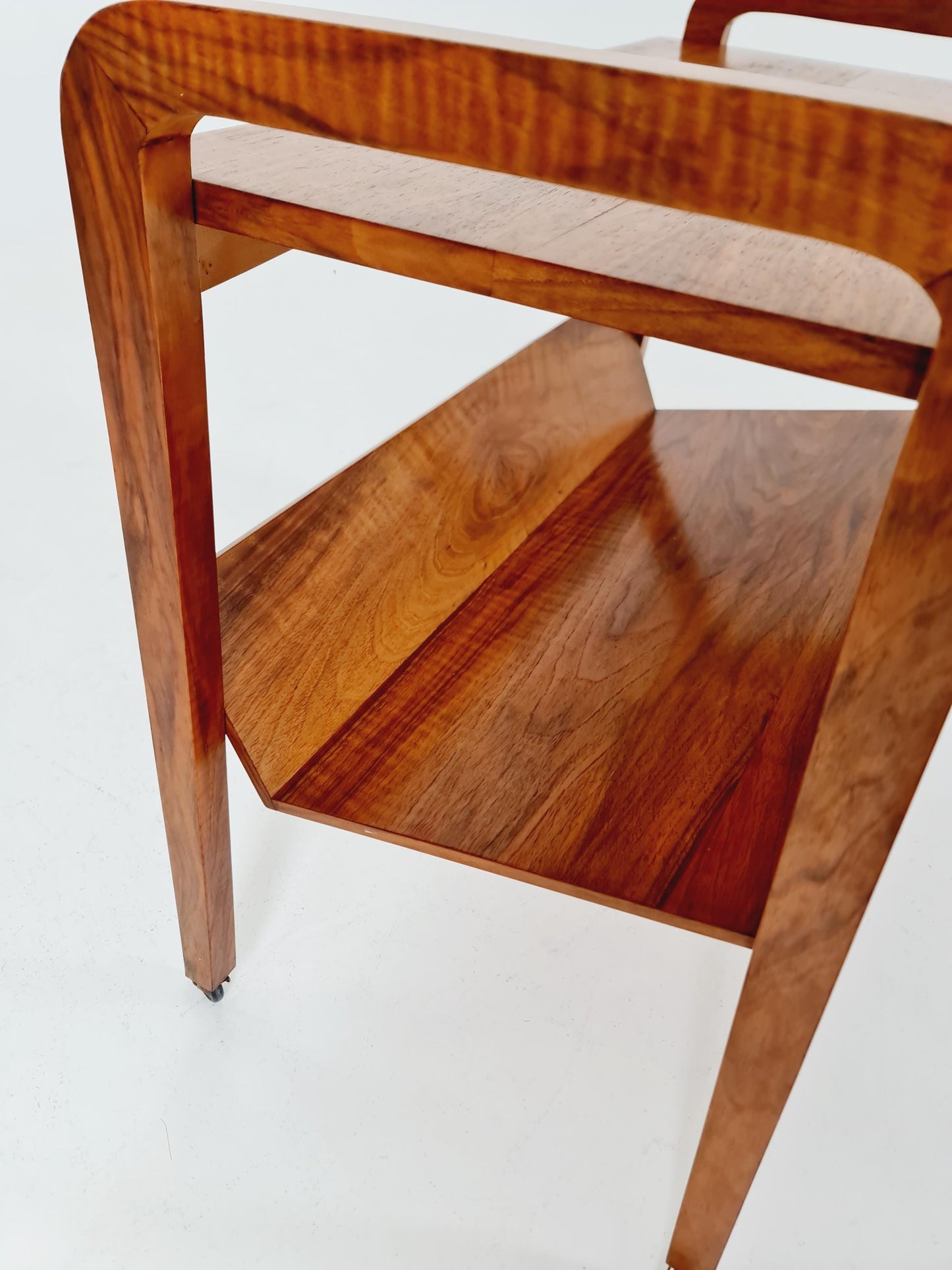 Midcentury Walnut Vintage big Side table/ Bedside table/ Night stand with News Paper shelf straight from the sixties By Opal