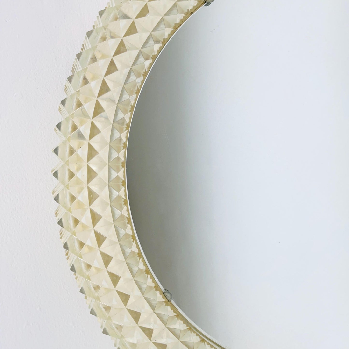 Mid-Century Modern Wall Mirror with Backlight | 1970s Textured Acrylic | Vintage Ambient Lighting