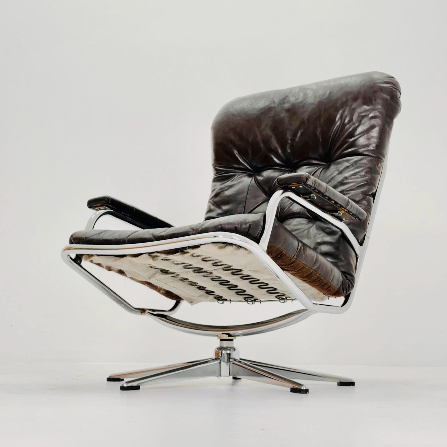 Mid Century Industrial Swivel Armchair by Skoghaug Industries, Norway, 1960s