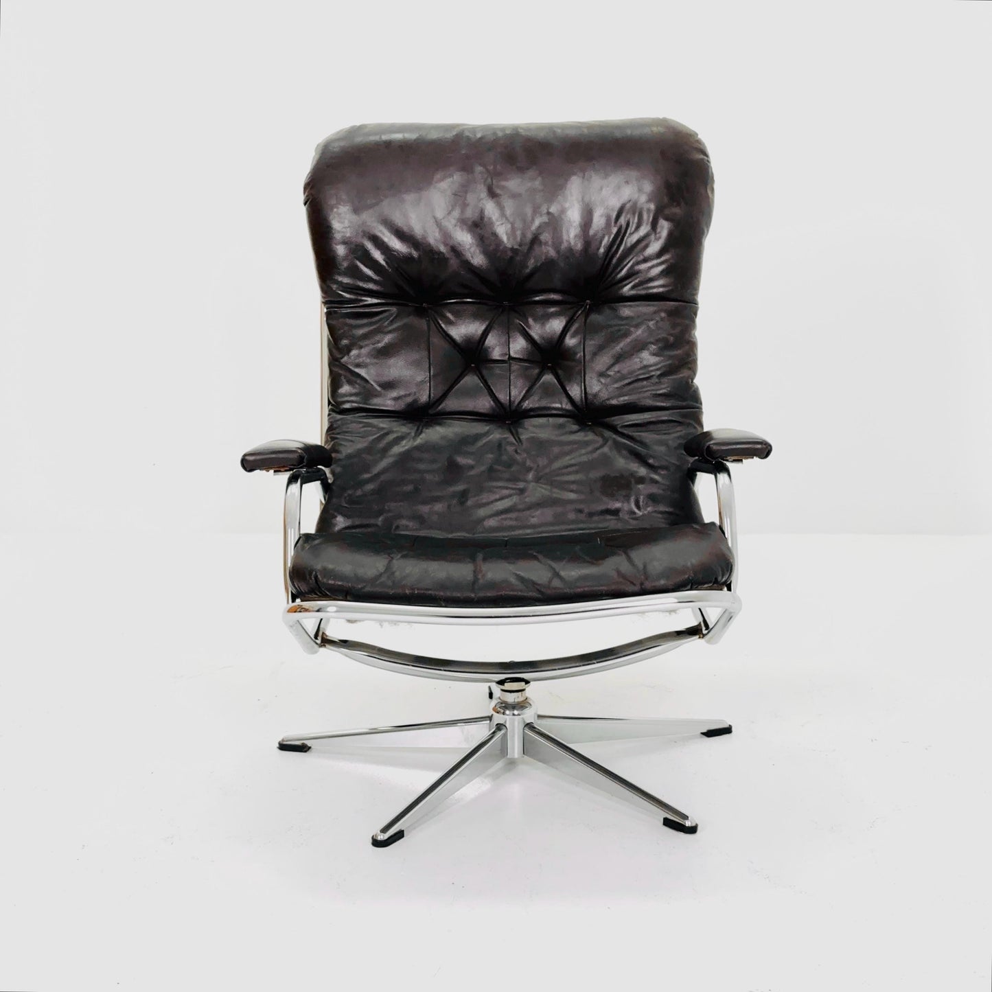 Mid Century Industrial Swivel Armchair by Skoghaug Industries, Norway, 1960s