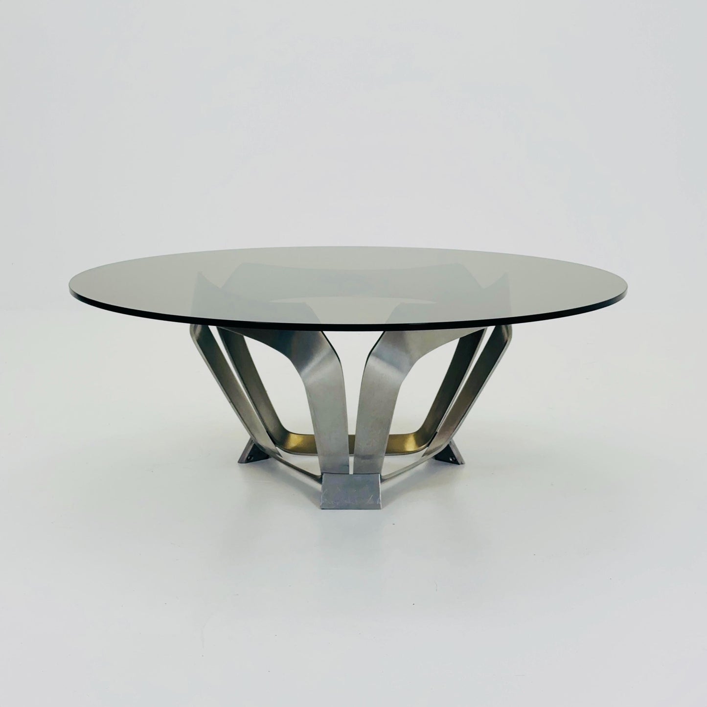 Mid Century Aluminum & Smoked Glass Coffee Table by Knut Hesterberg for Ronald Schmitt, Germany, 1970s