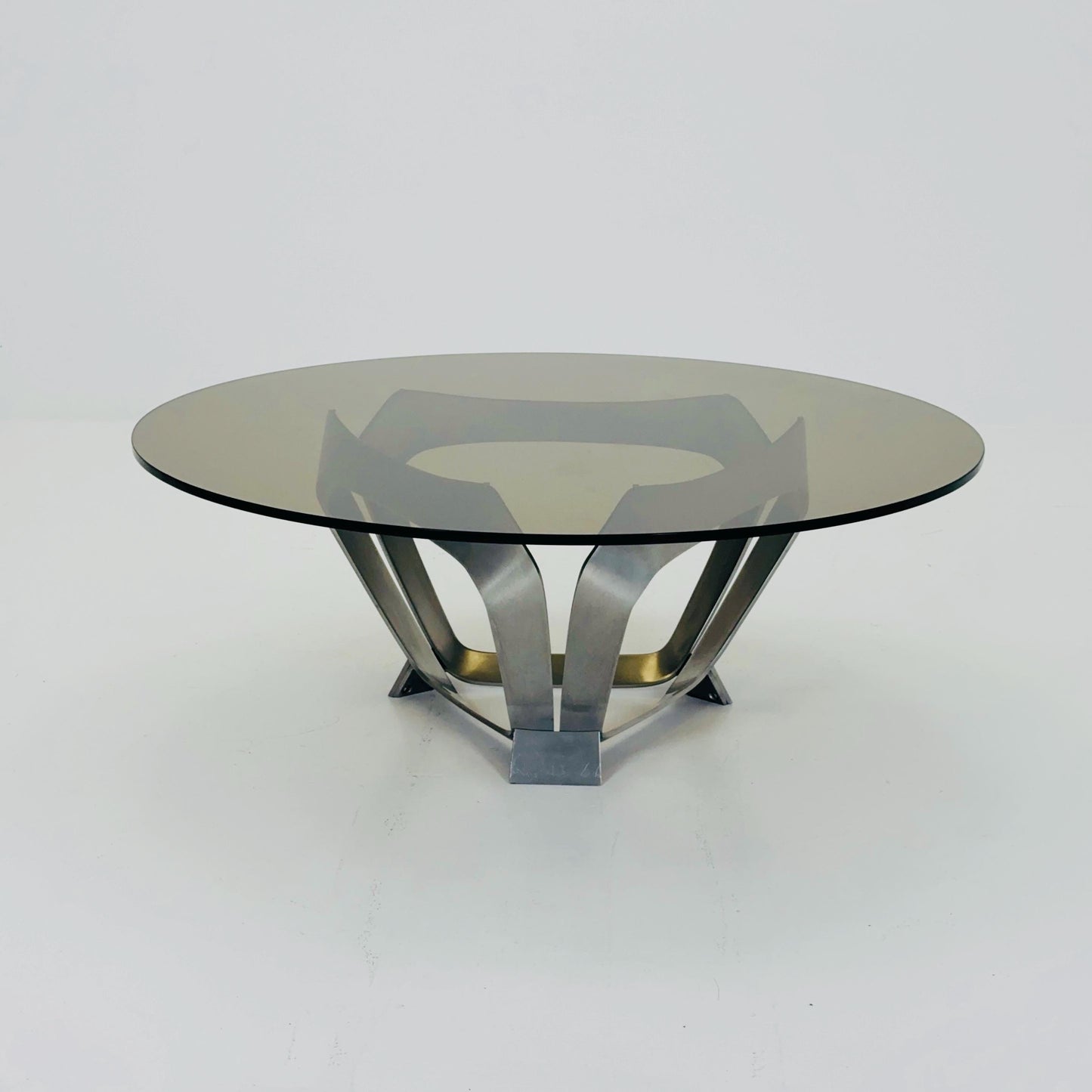 Mid Century Aluminum & Smoked Glass Coffee Table by Knut Hesterberg for Ronald Schmitt, Germany, 1970s