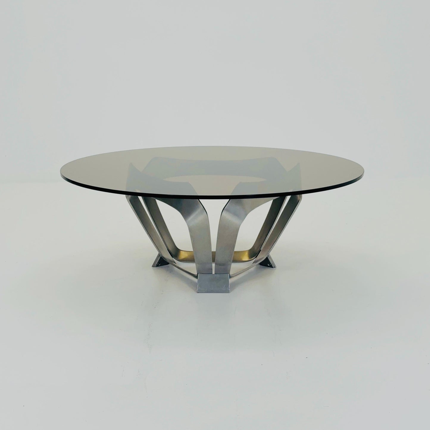 Mid Century Aluminum & Smoked Glass Coffee Table by Knut Hesterberg for Ronald Schmitt, Germany, 1970s