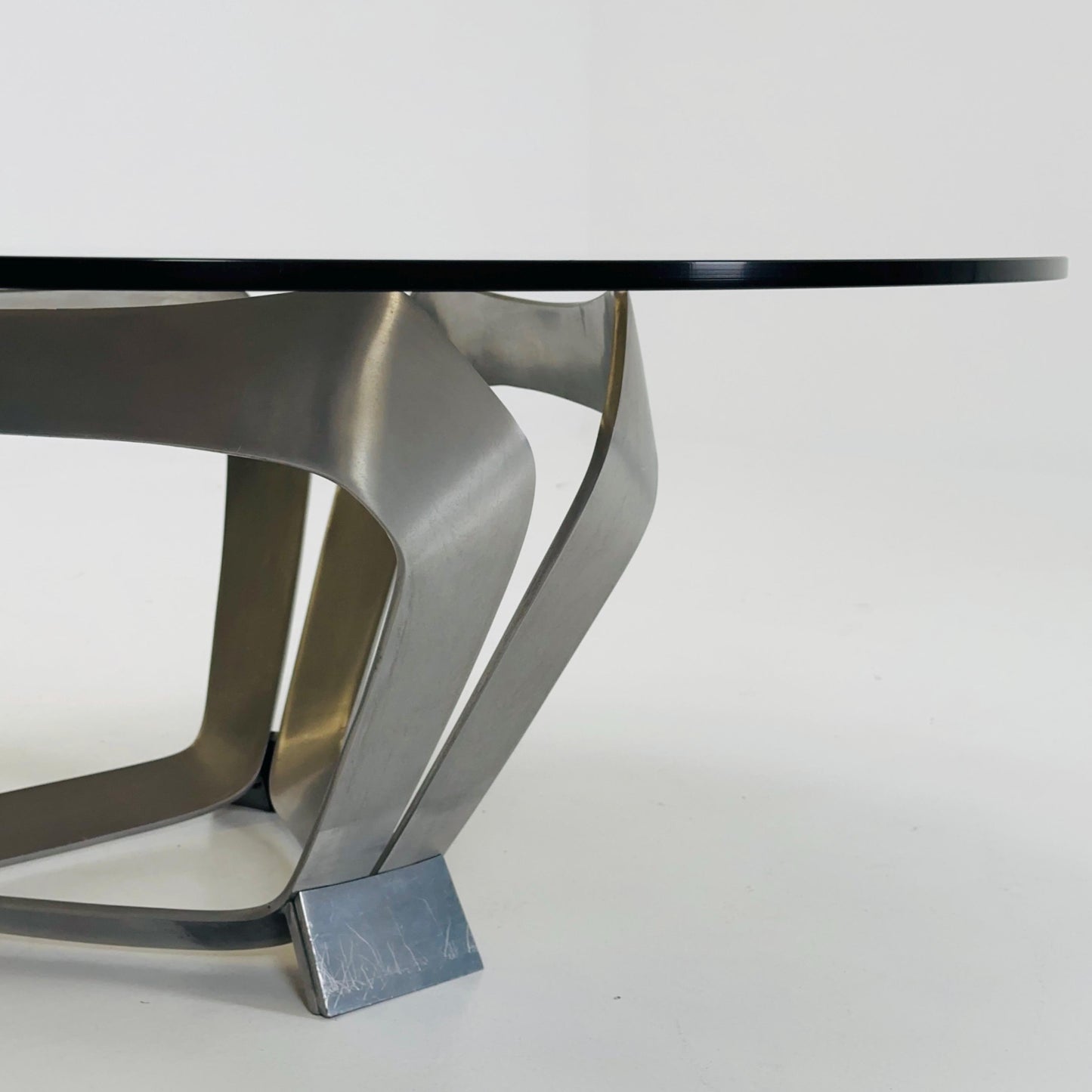 Mid Century Aluminum & Smoked Glass Coffee Table by Knut Hesterberg for Ronald Schmitt, Germany, 1970s