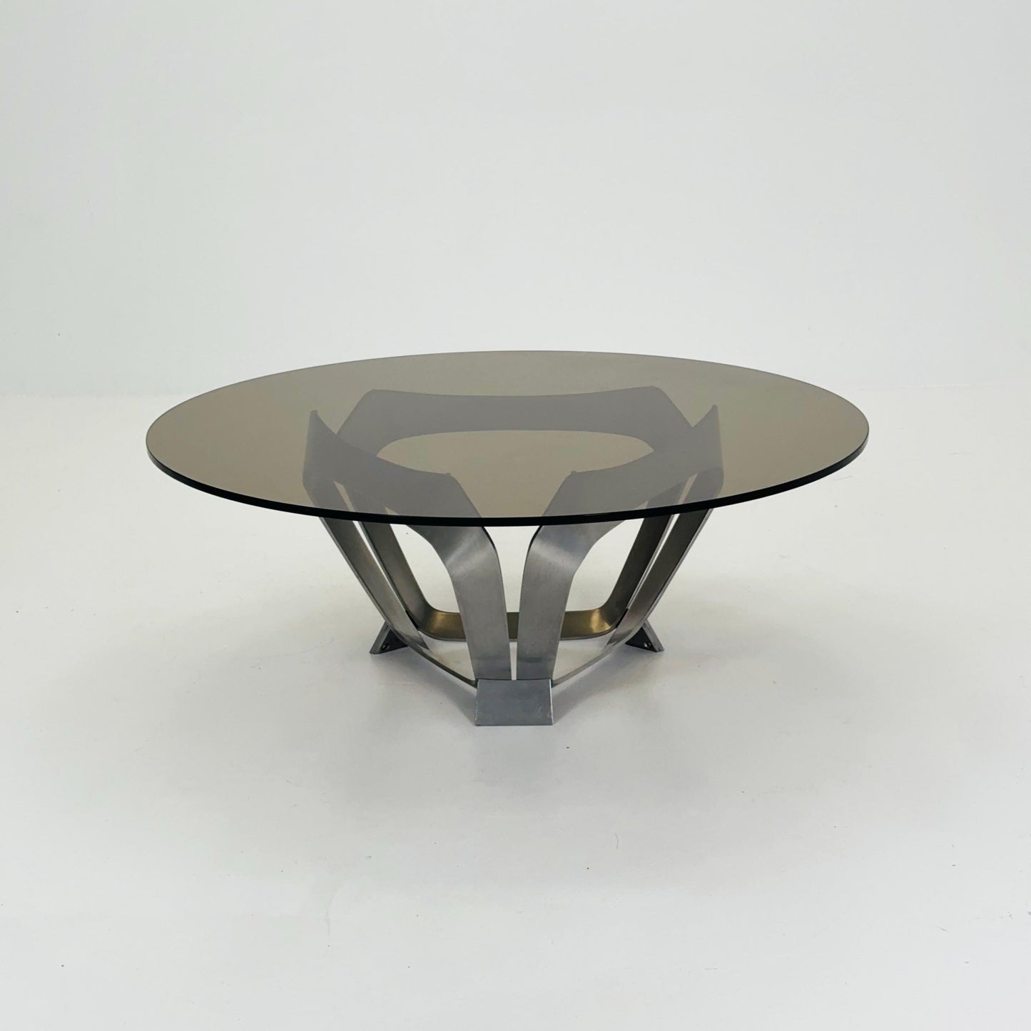 Mid Century Aluminum & Smoked Glass Coffee Table by Knut Hesterberg for Ronald Schmitt, Germany, 1970s