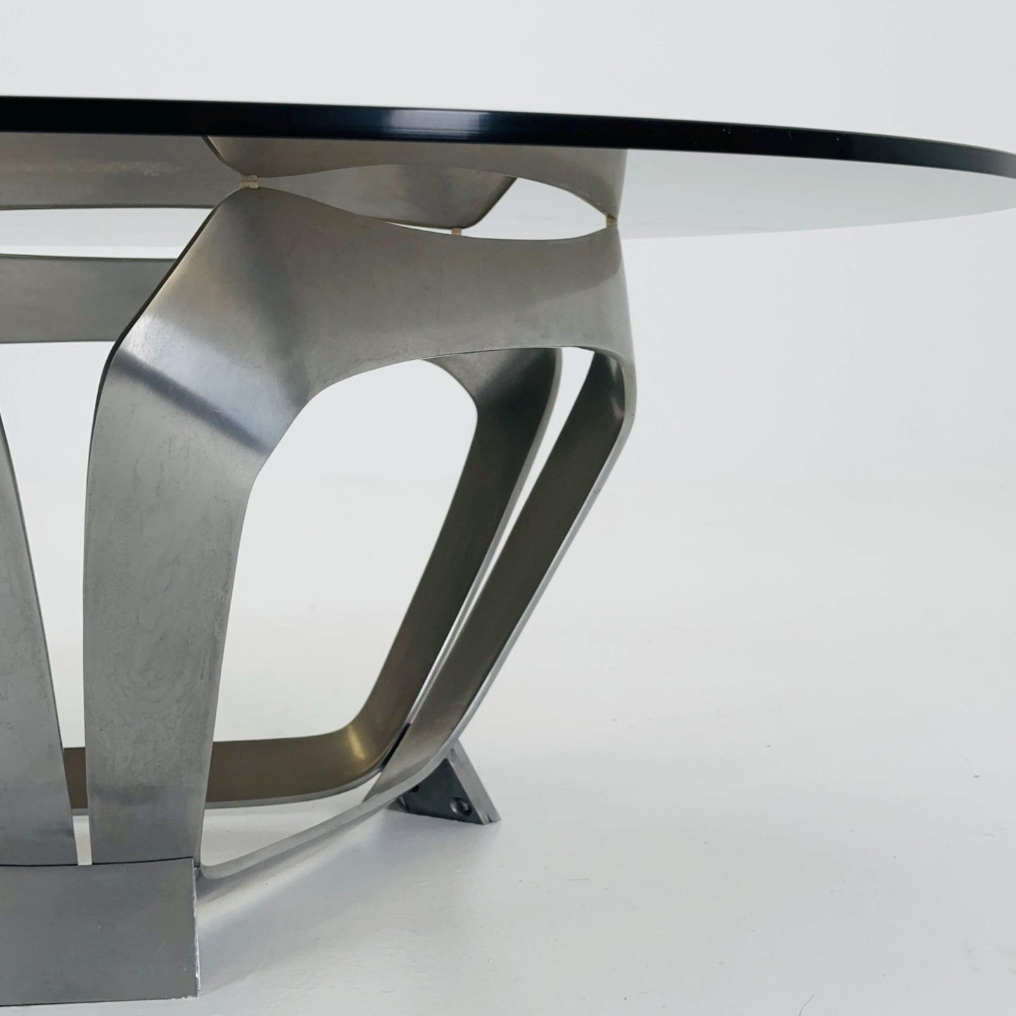 Mid Century Aluminum & Smoked Glass Coffee Table by Knut Hesterberg for Ronald Schmitt, Germany, 1970s