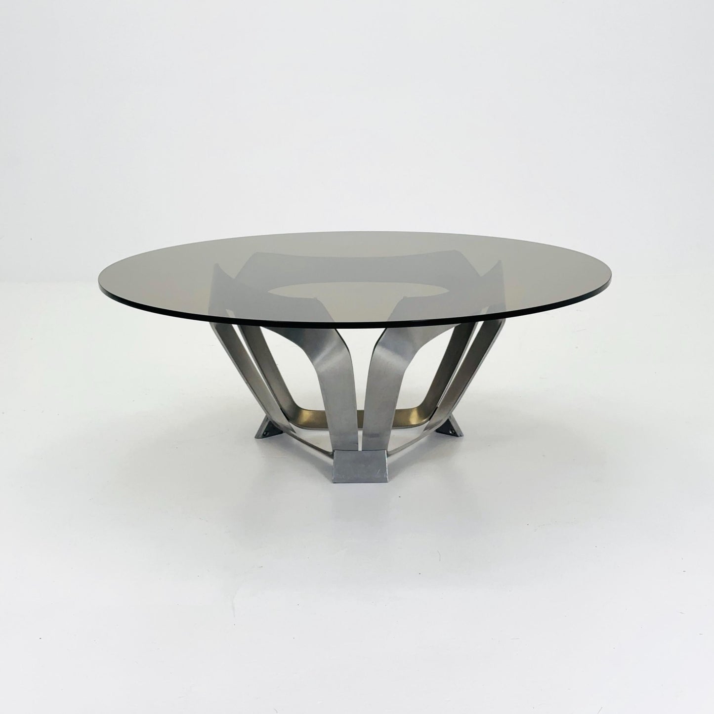 Mid Century Aluminum & Smoked Glass Coffee Table by Knut Hesterberg for Ronald Schmitt, Germany, 1970s