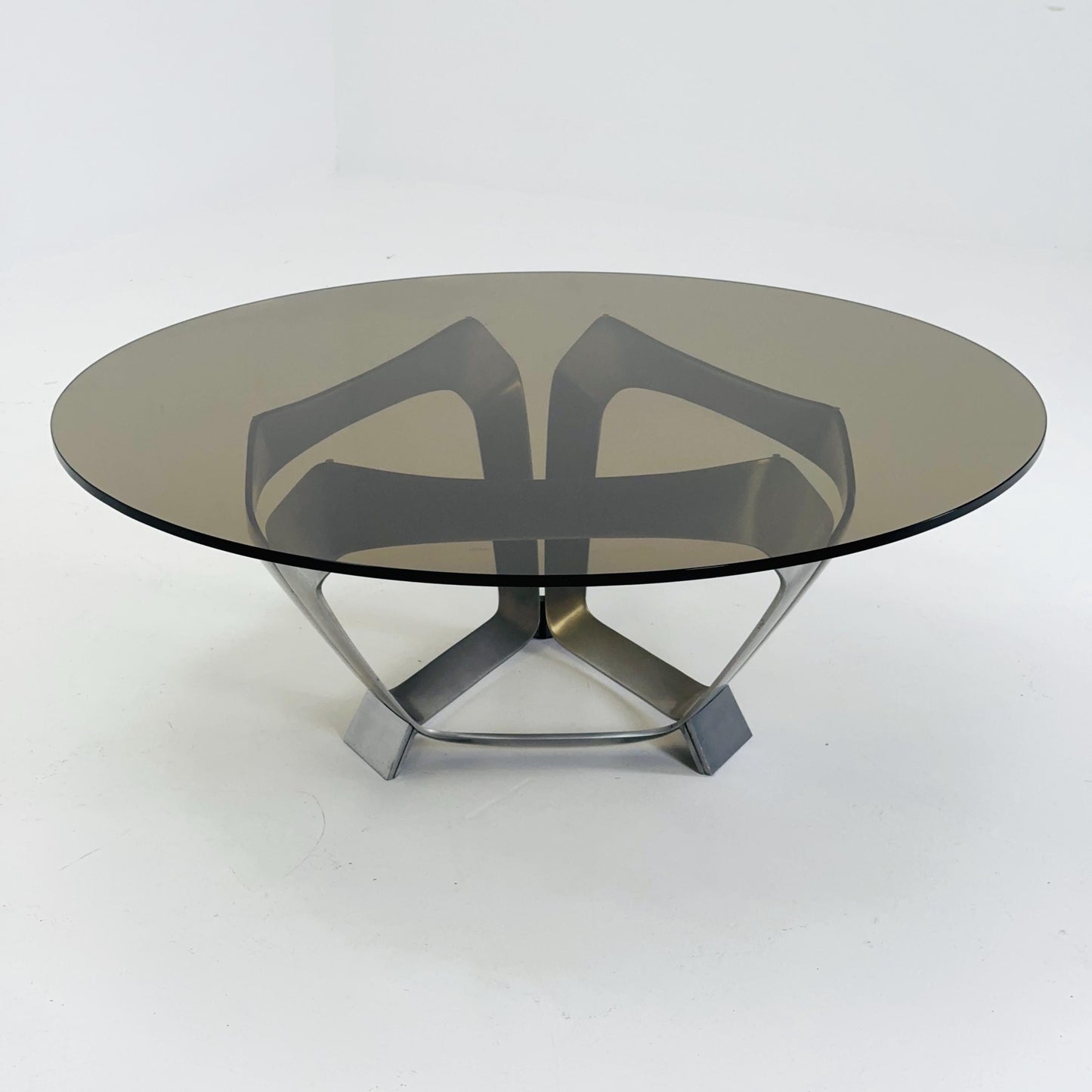 Mid Century Aluminum & Smoked Glass Coffee Table by Knut Hesterberg for Ronald Schmitt, Germany, 1970s