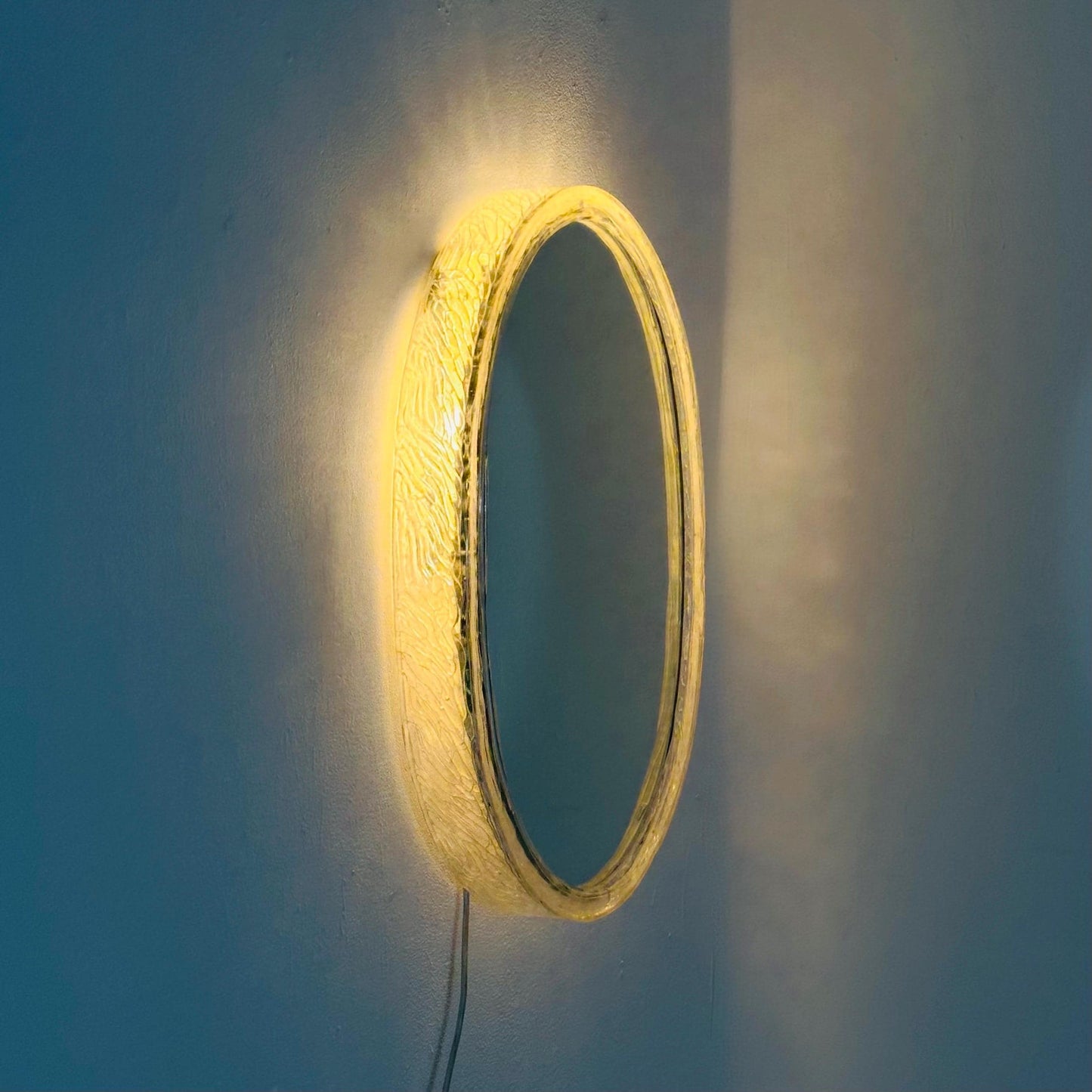 Mid-Century Large Oval Backlit Mirror by Rudolf Zimmermann for Bamberg, Germany, 1970s