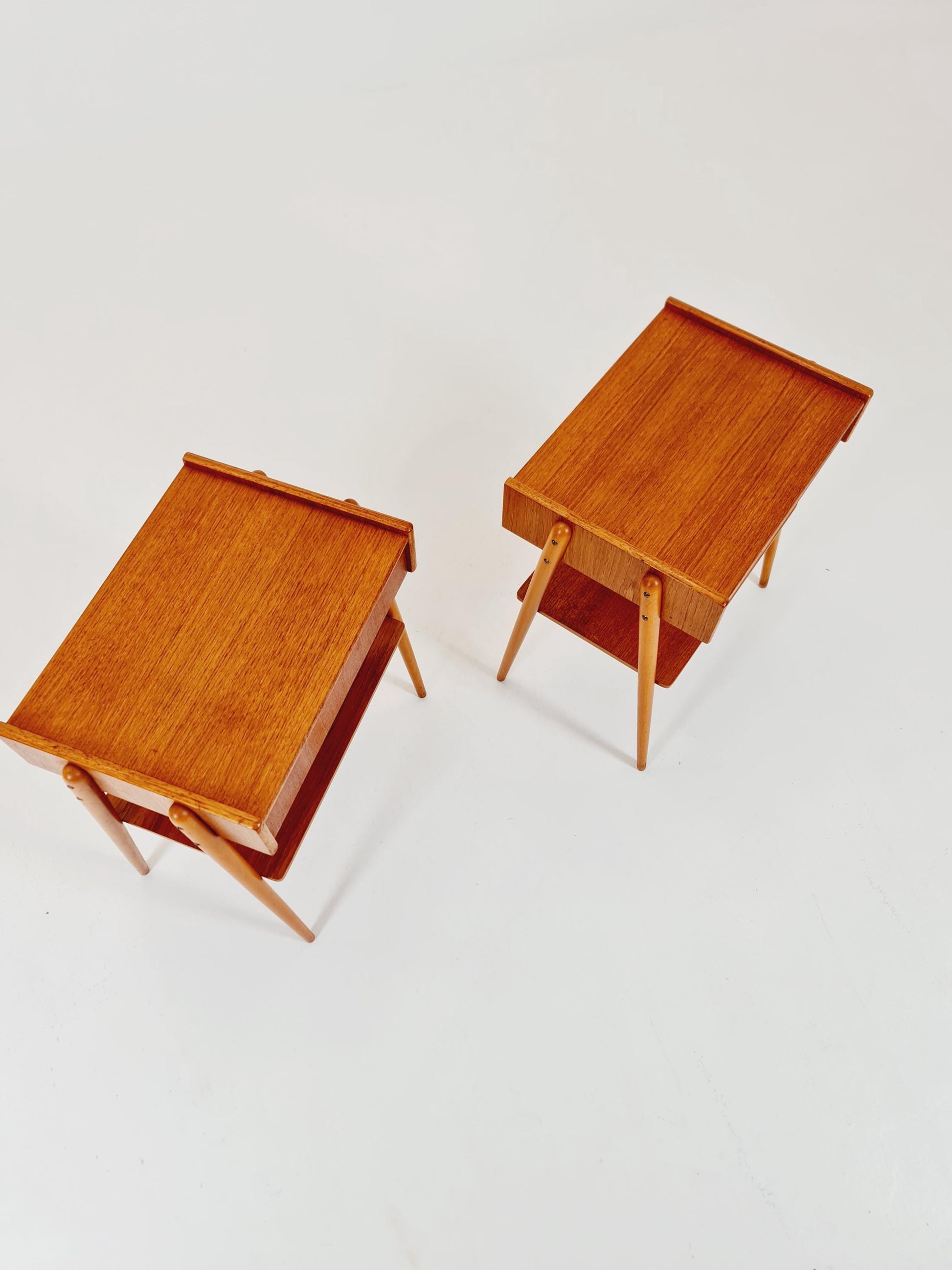 Pair of Swedish Midcentury Teak Vintage Side table/ Bedside table/ Night stand by Carlström & Co, 1960s