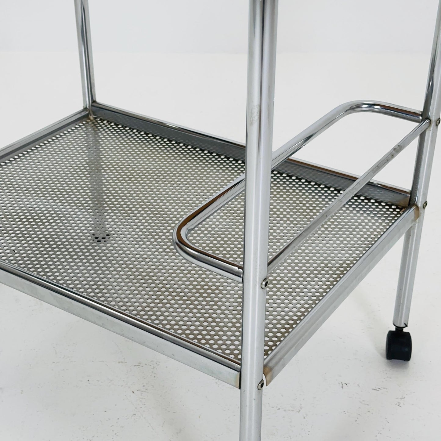 Mid Century Bauhaus Bar Cart, Tubular Chrome & Black Serving Trolley 1980s Germany