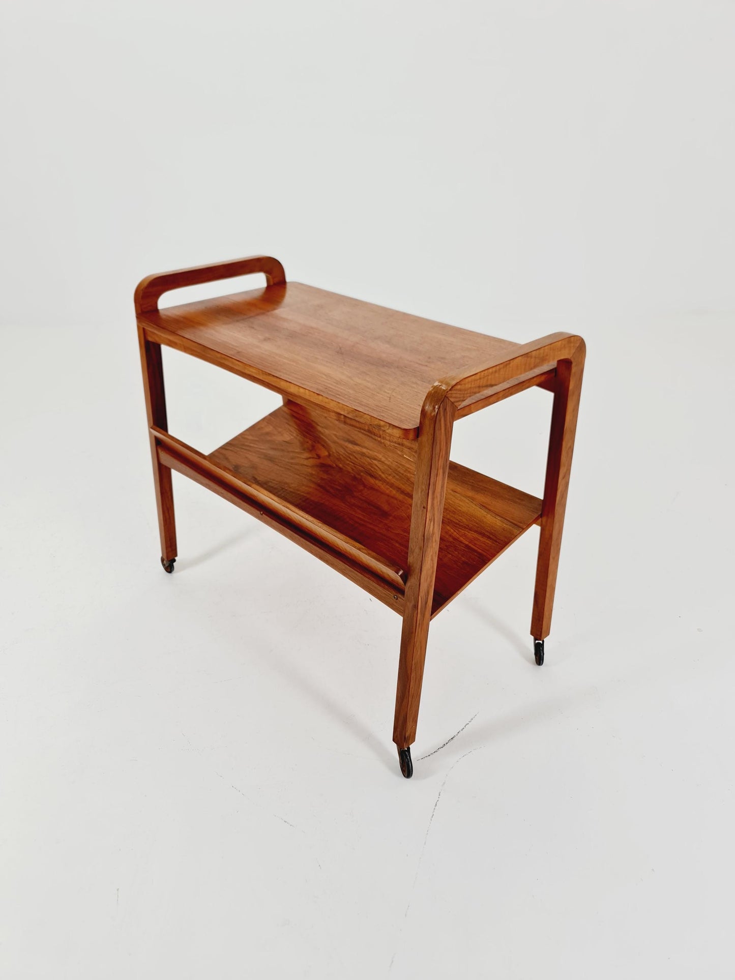 Midcentury Walnut Vintage big Side table/ Bedside table/ Night stand with News Paper shelf straight from the sixties By Opal