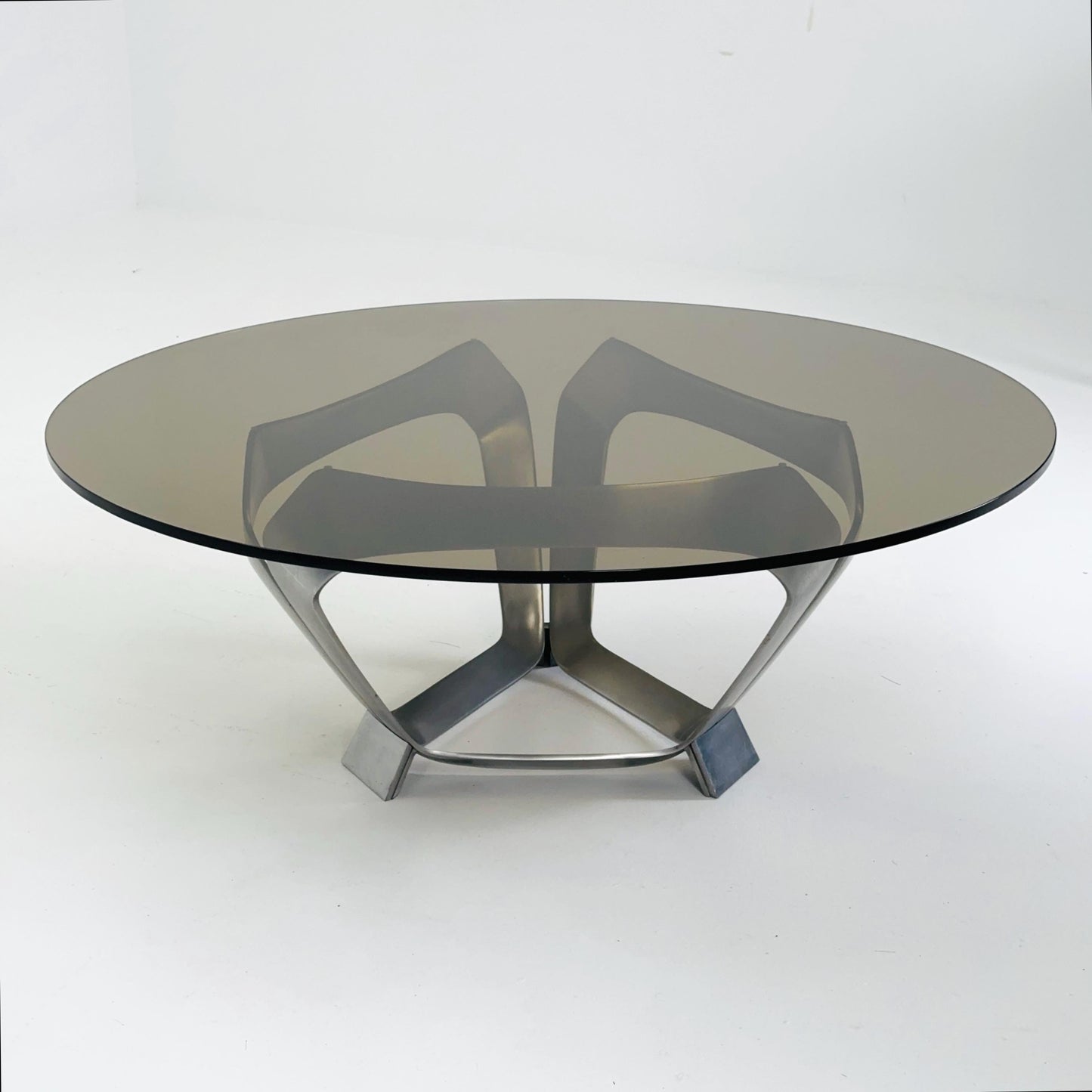 Mid Century Aluminum & Smoked Glass Coffee Table by Knut Hesterberg for Ronald Schmitt, Germany, 1970s