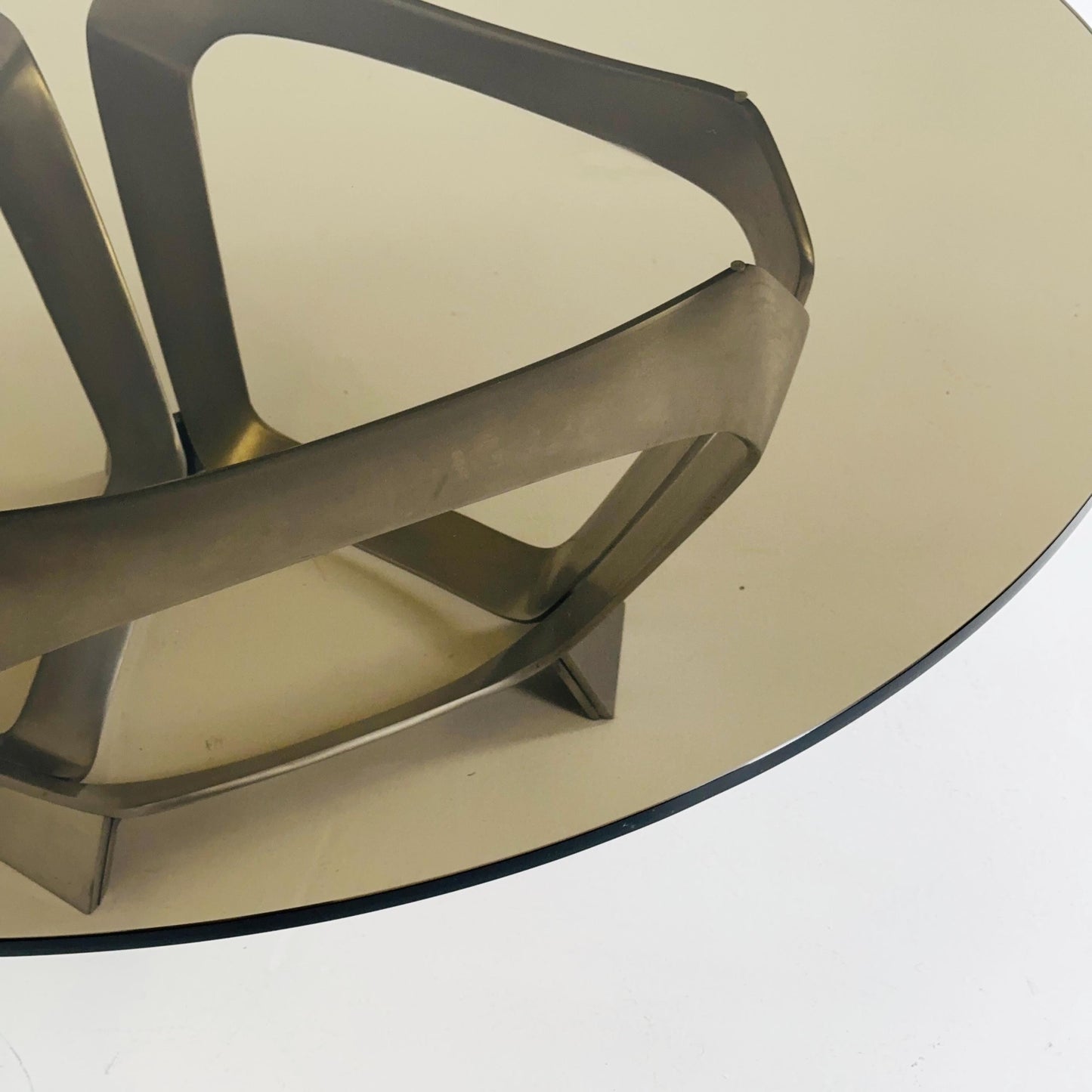 Mid Century Aluminum & Smoked Glass Coffee Table by Knut Hesterberg for Ronald Schmitt, Germany, 1970s