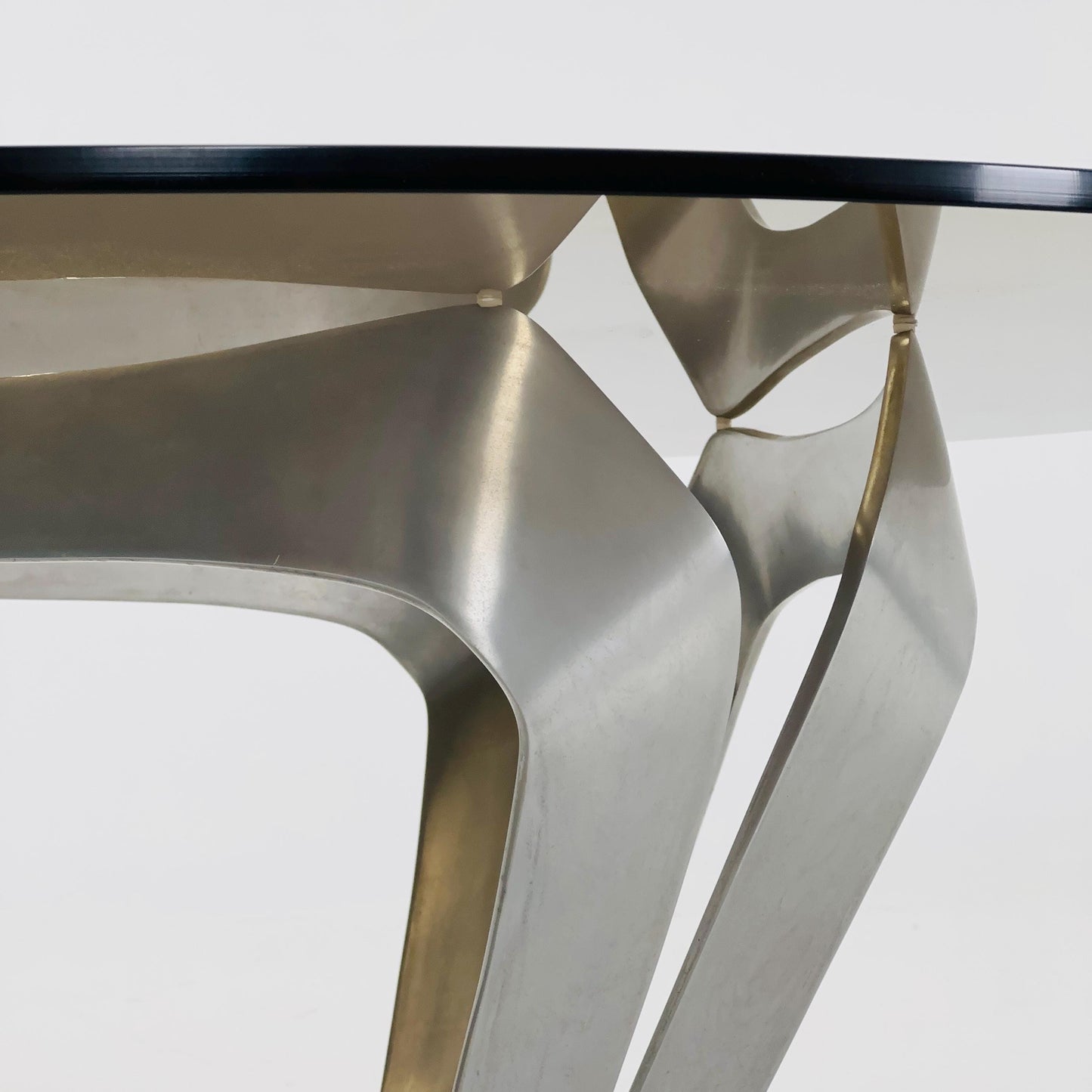 Mid Century Aluminum & Smoked Glass Coffee Table by Knut Hesterberg for Ronald Schmitt, Germany, 1970s