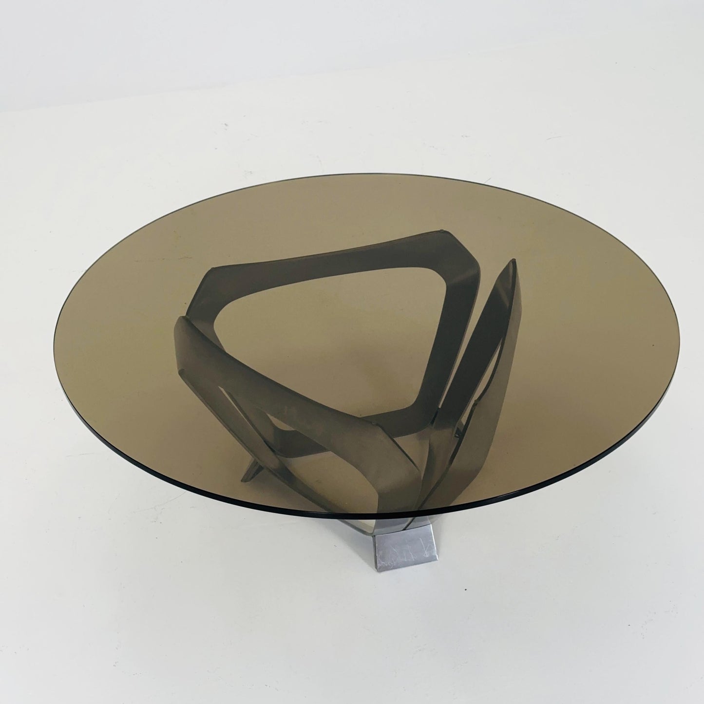 Mid Century Aluminum & Smoked Glass Coffee Table by Knut Hesterberg for Ronald Schmitt, Germany, 1970s