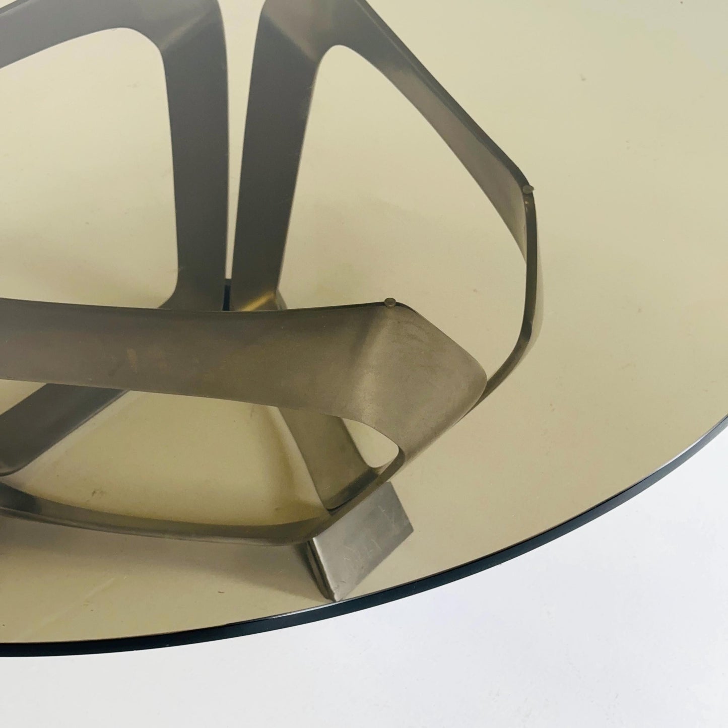 Mid Century Aluminum & Smoked Glass Coffee Table by Knut Hesterberg for Ronald Schmitt, Germany, 1970s