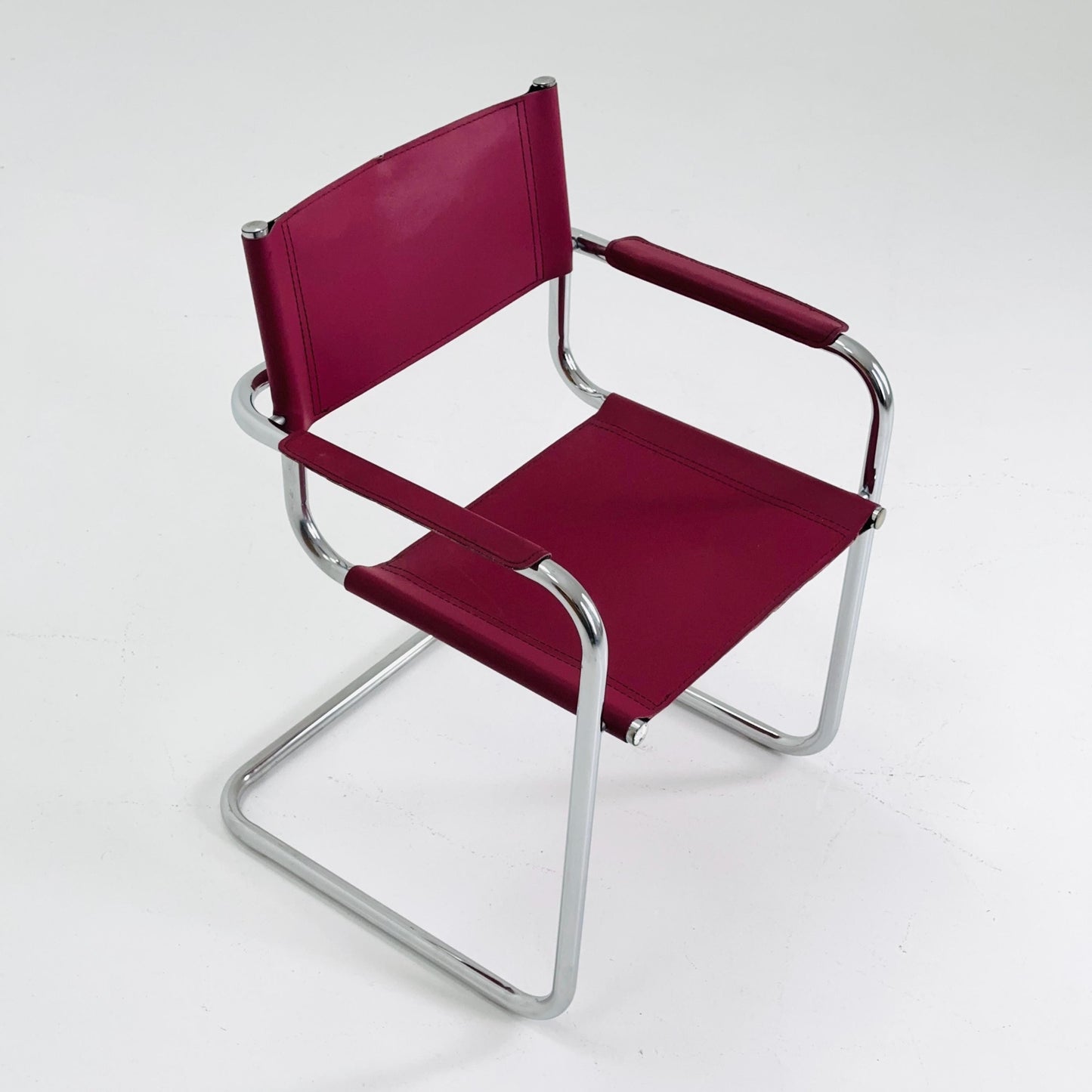 Mid century wine red Model MG5 Centro Studi wine red chair by Mart Stam & Marcel Breuer , 1970s