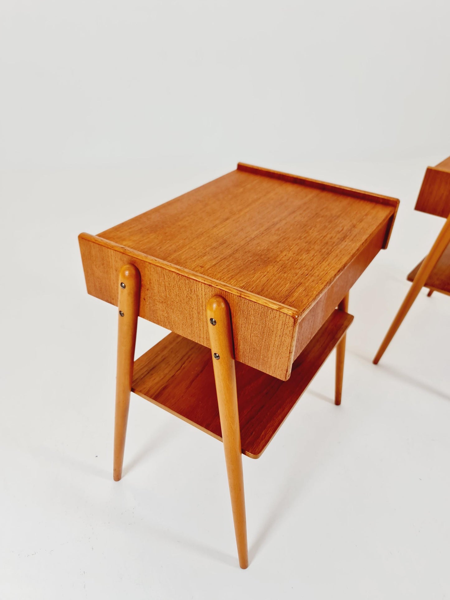 Pair of Swedish Midcentury Teak Vintage Side table/ Bedside table/ Night stand by Carlström & Co, 1960s
