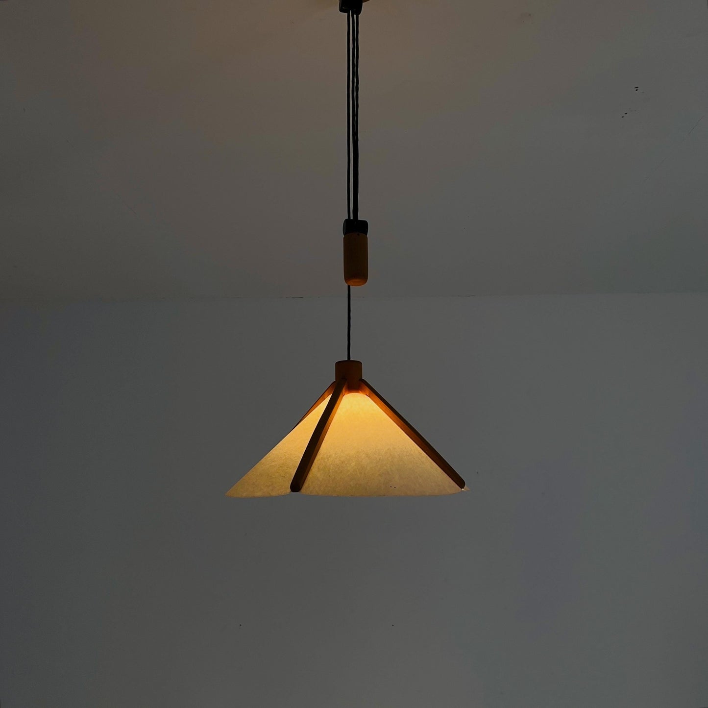 Mid-Century Modern Oak Pendant Lamp with Counterweight by Domus, Germany, 1960s