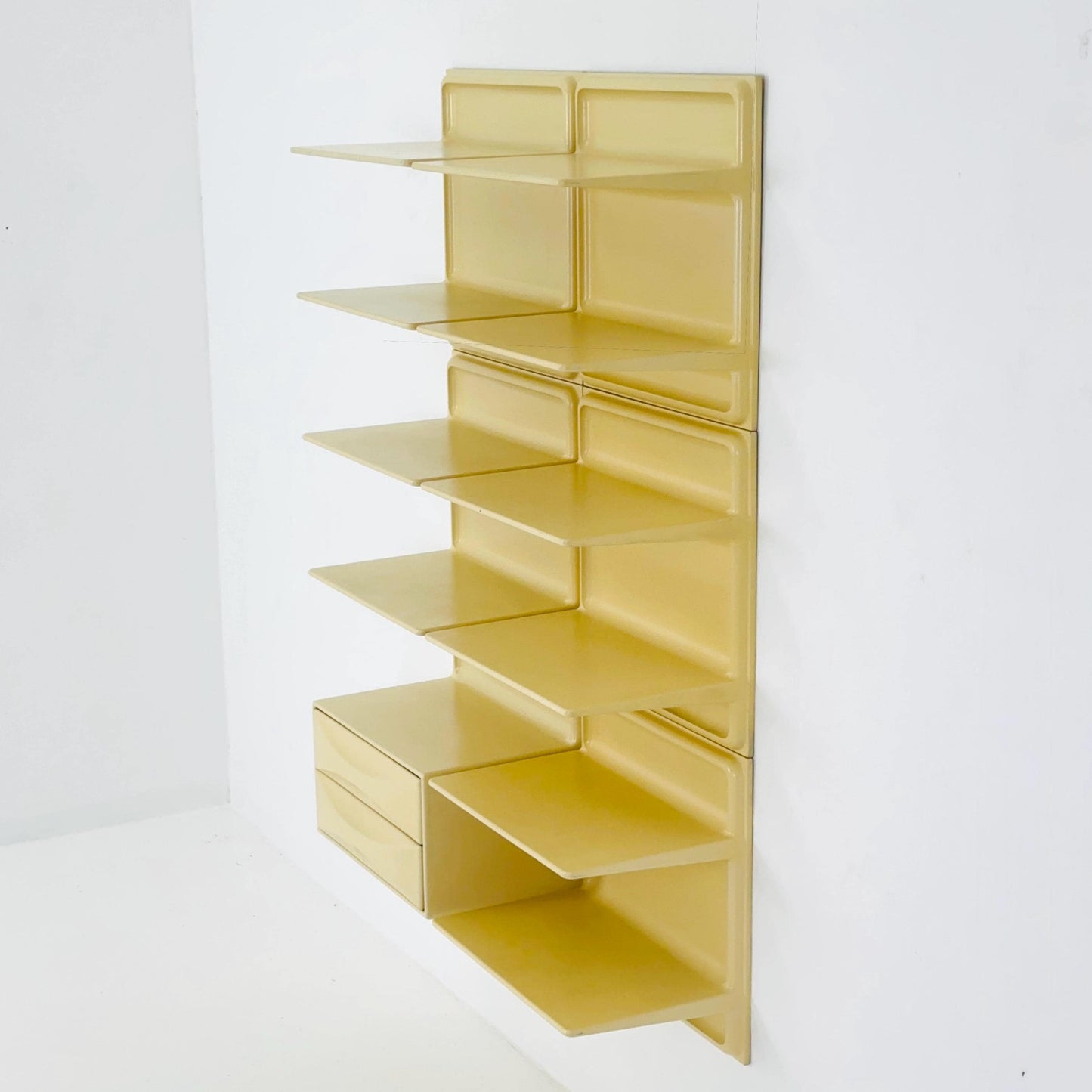 set of 6 rare Spaceage Wall shelf unite with drawers by Ernest Igl for Wilhelm Werndl, Germany 1970s