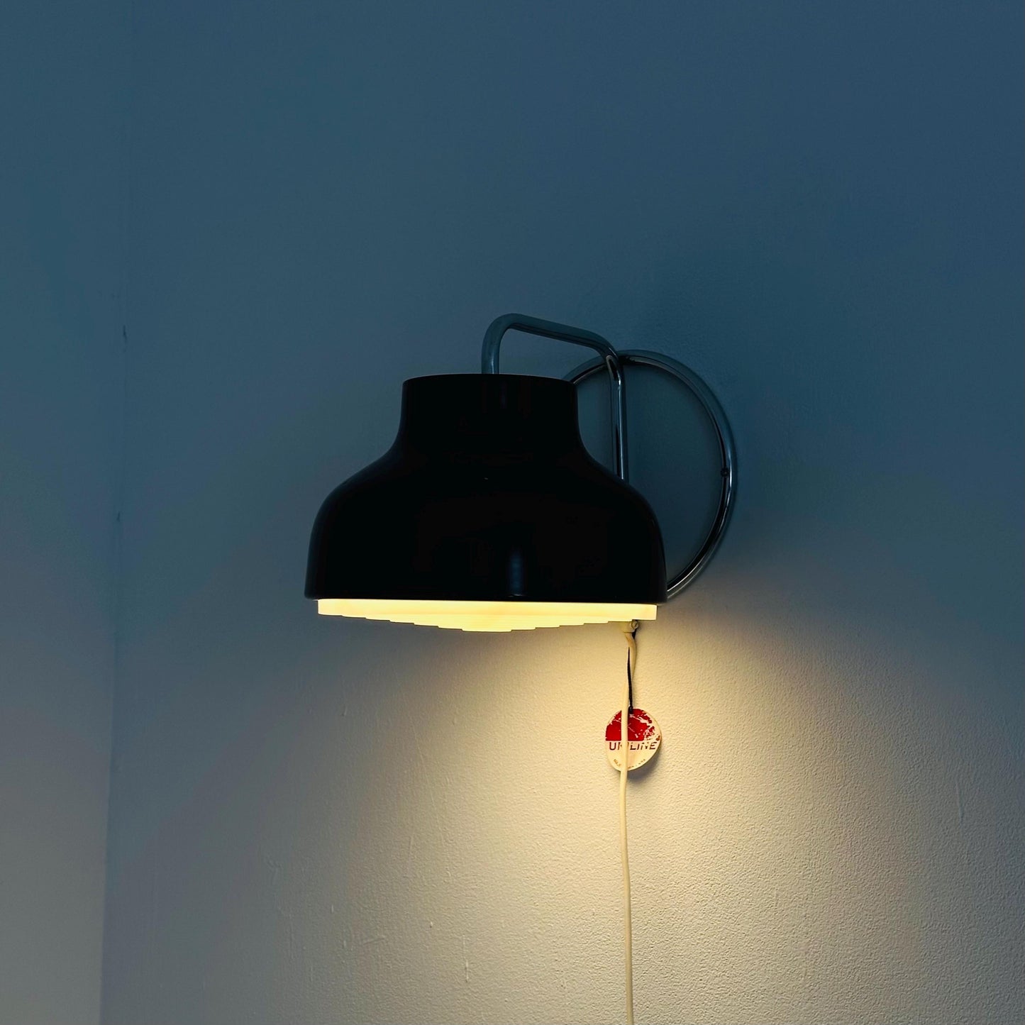 Mid-Century Wall Lamp by Uniline for Nordisk Solar, 1960s Denmark – Chrome & Brown Lacquer Sconce, Vintage Scandinavian Design