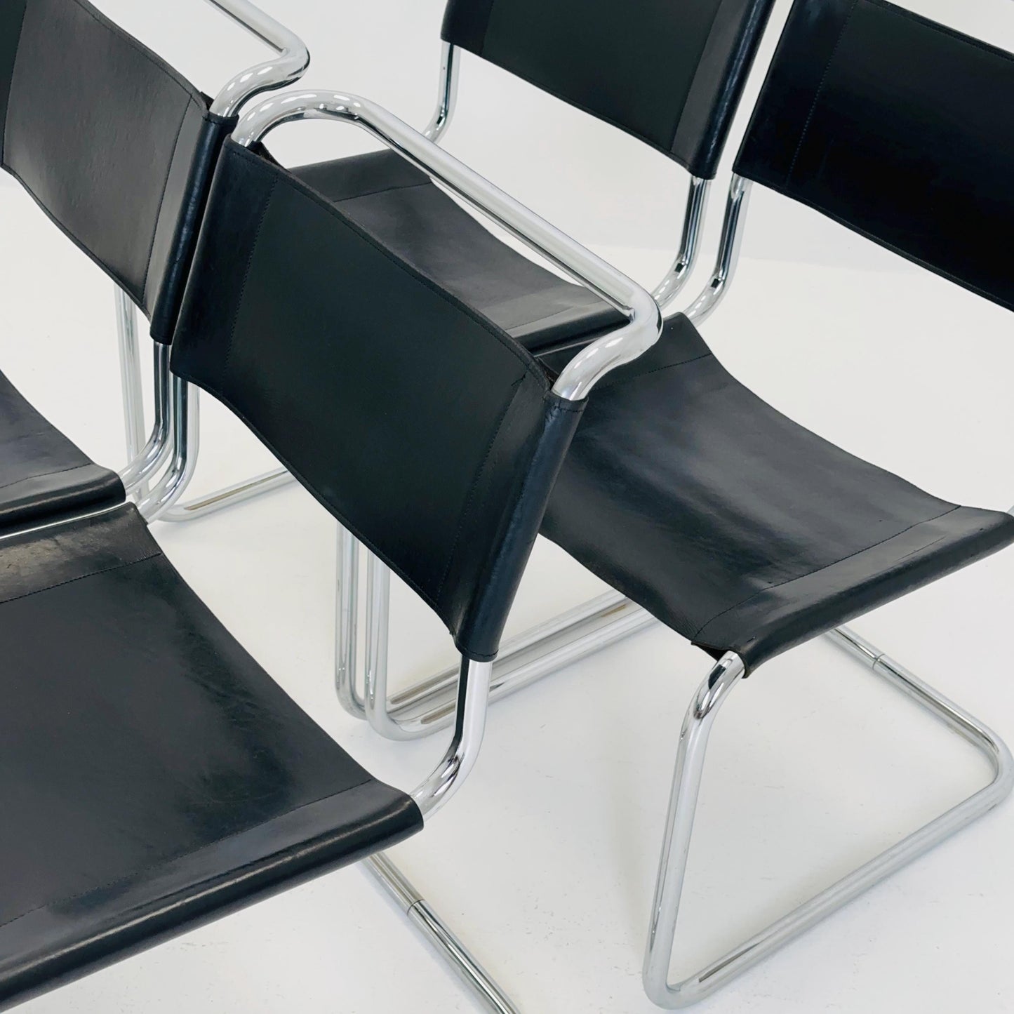 1 OF 6 Mid-Century Vintage S33 black ChairS by Mart Stam & Marcel Breuer from Thonet 1980s