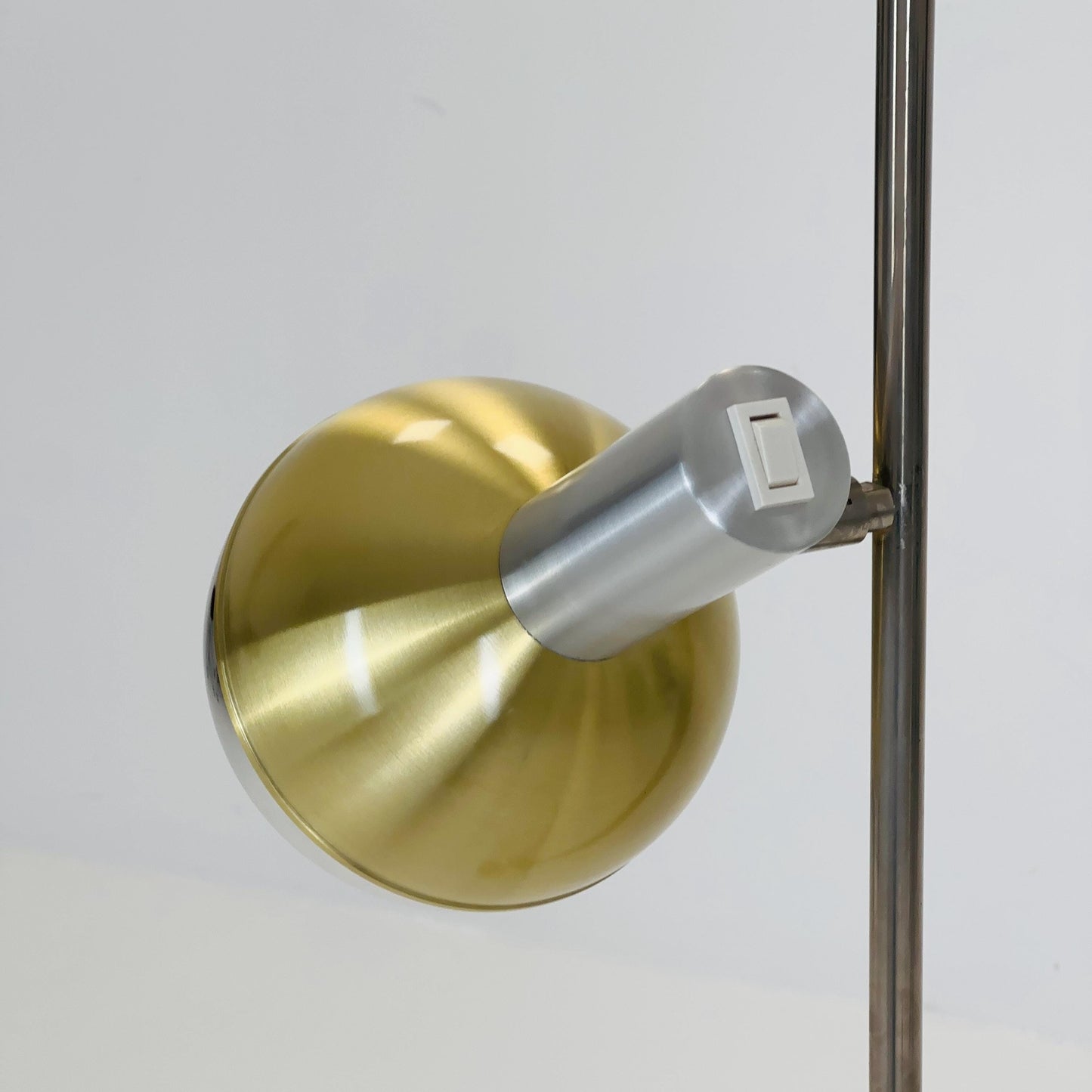 Mid Century Minimalist Silver Gold Floor Lamp Reggiani Italy 1980s