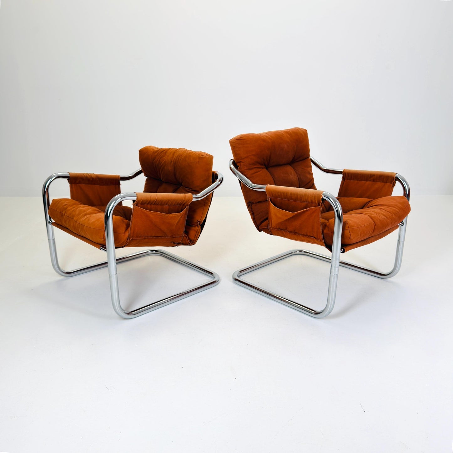 Mid century century Bauhaus tubular canvas armchair for Tomas Jelinek by IKEA 1980s