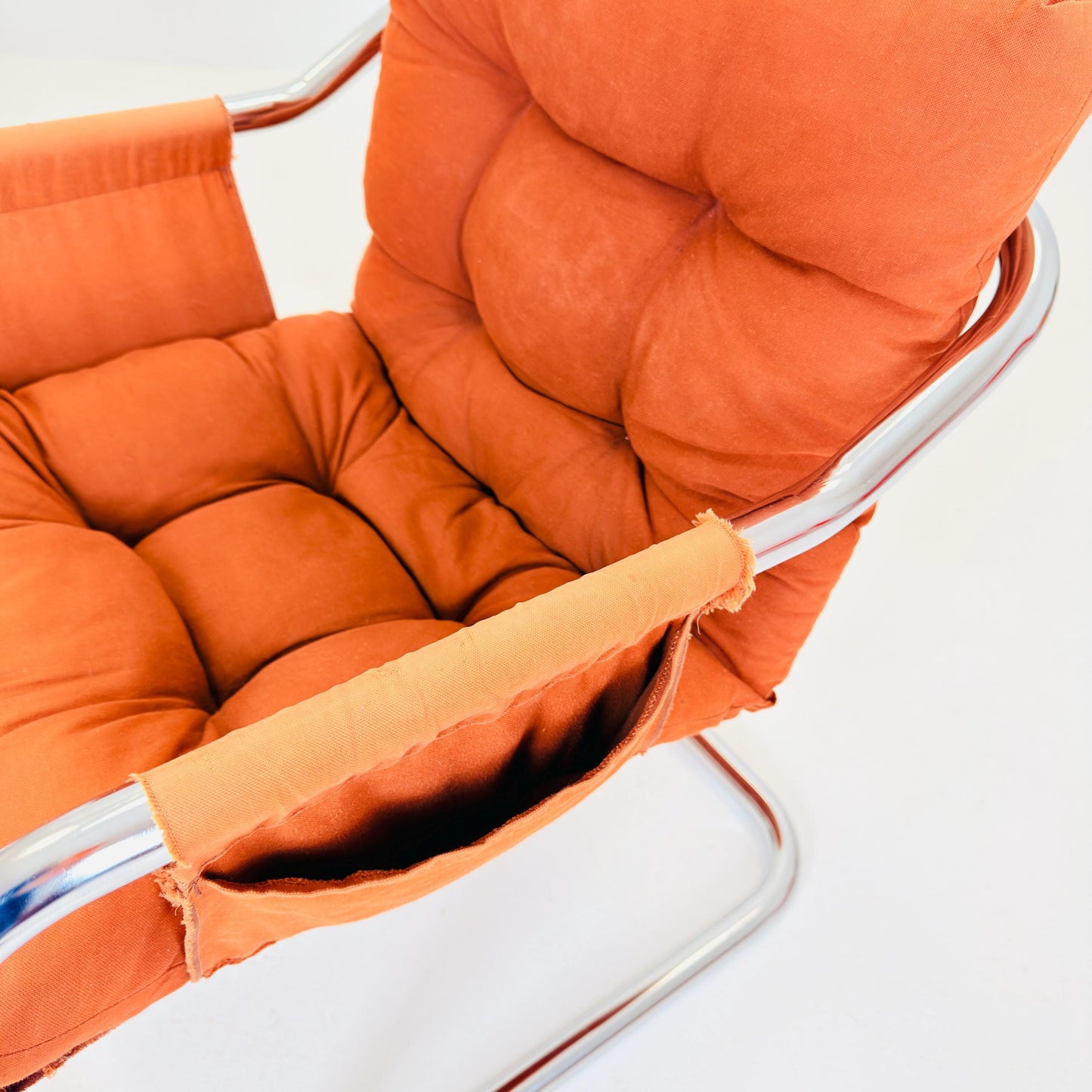 Mid century century Bauhaus tubular canvas armchair for Tomas Jelinek by IKEA 1980s