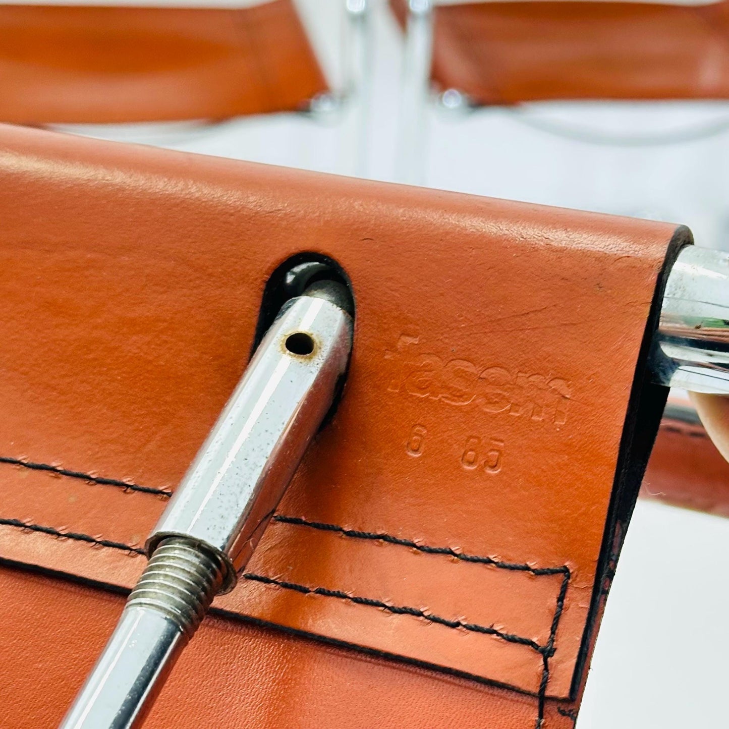 set of 4 Mid century Bauhaus Leather armchairs by Mart Stam & Marcel Breuer for Fasem, Italy 1985