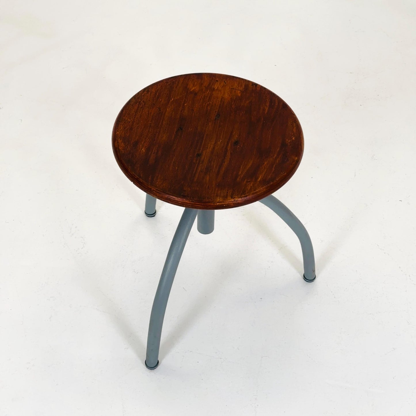 Mid Century Vintage Industrial Adjustable Tripod Stool 1950s | Iron & Wood | Czech Industrial Design | Workshop Stool