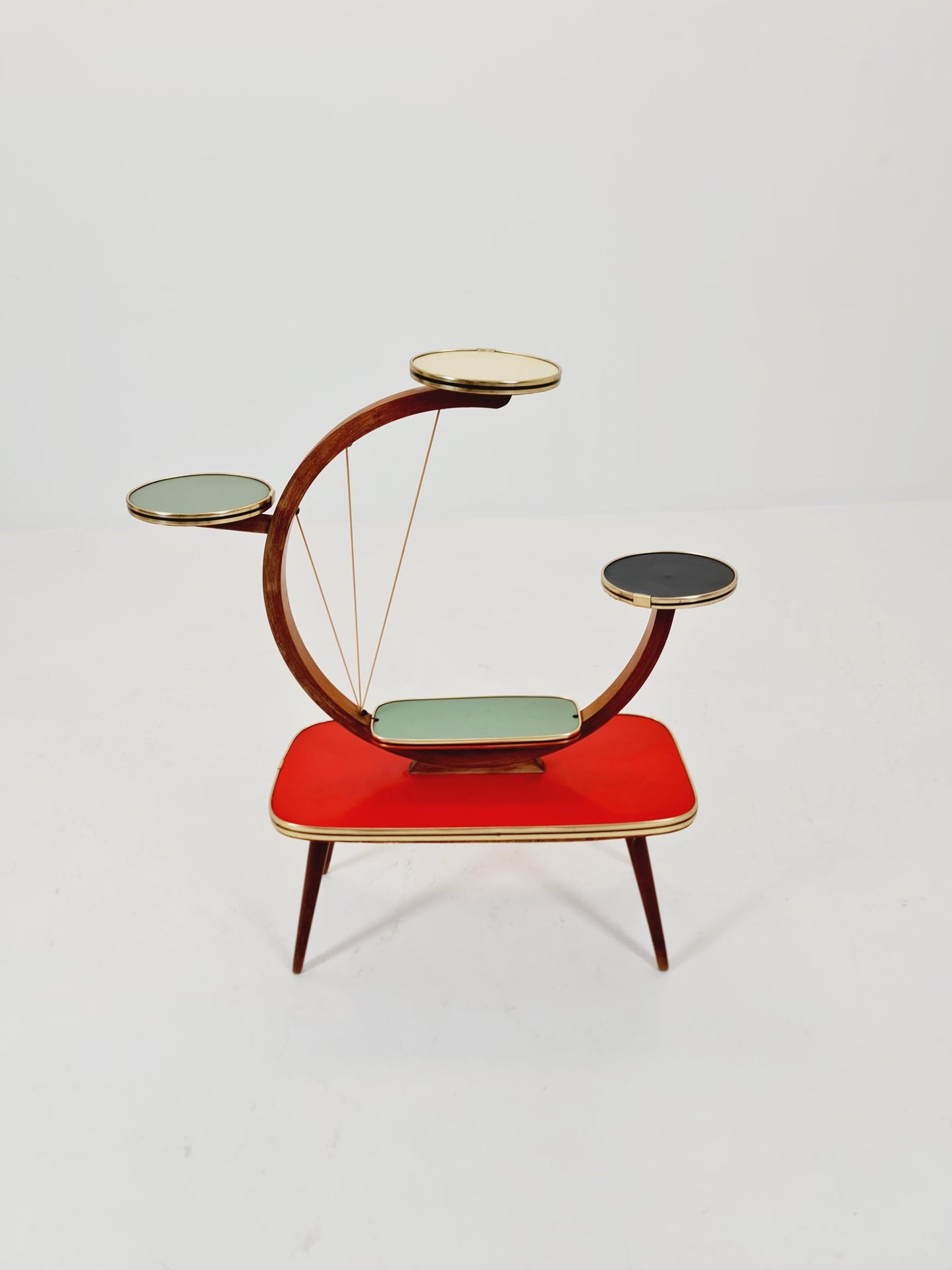 Big 1950s German Plant Stand, Colorful Vintage Mid-Century Minimalist Indoor Plant Stand Side Table Retro flower table