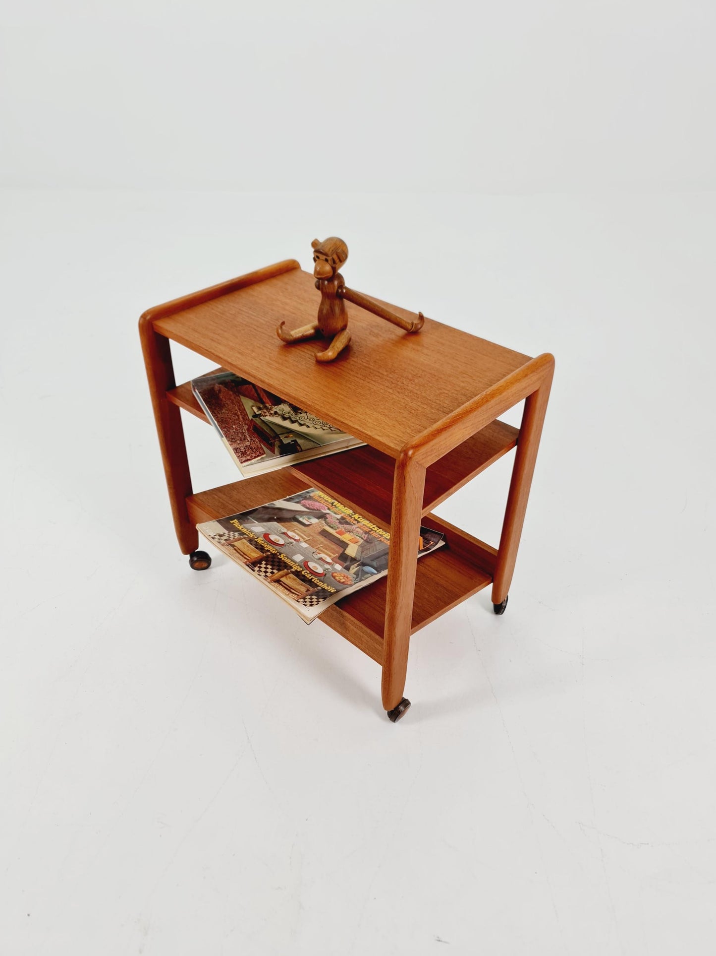Midcentury Vintage Teak Danish Side table/ Trolly with News Paper shelf 1960s