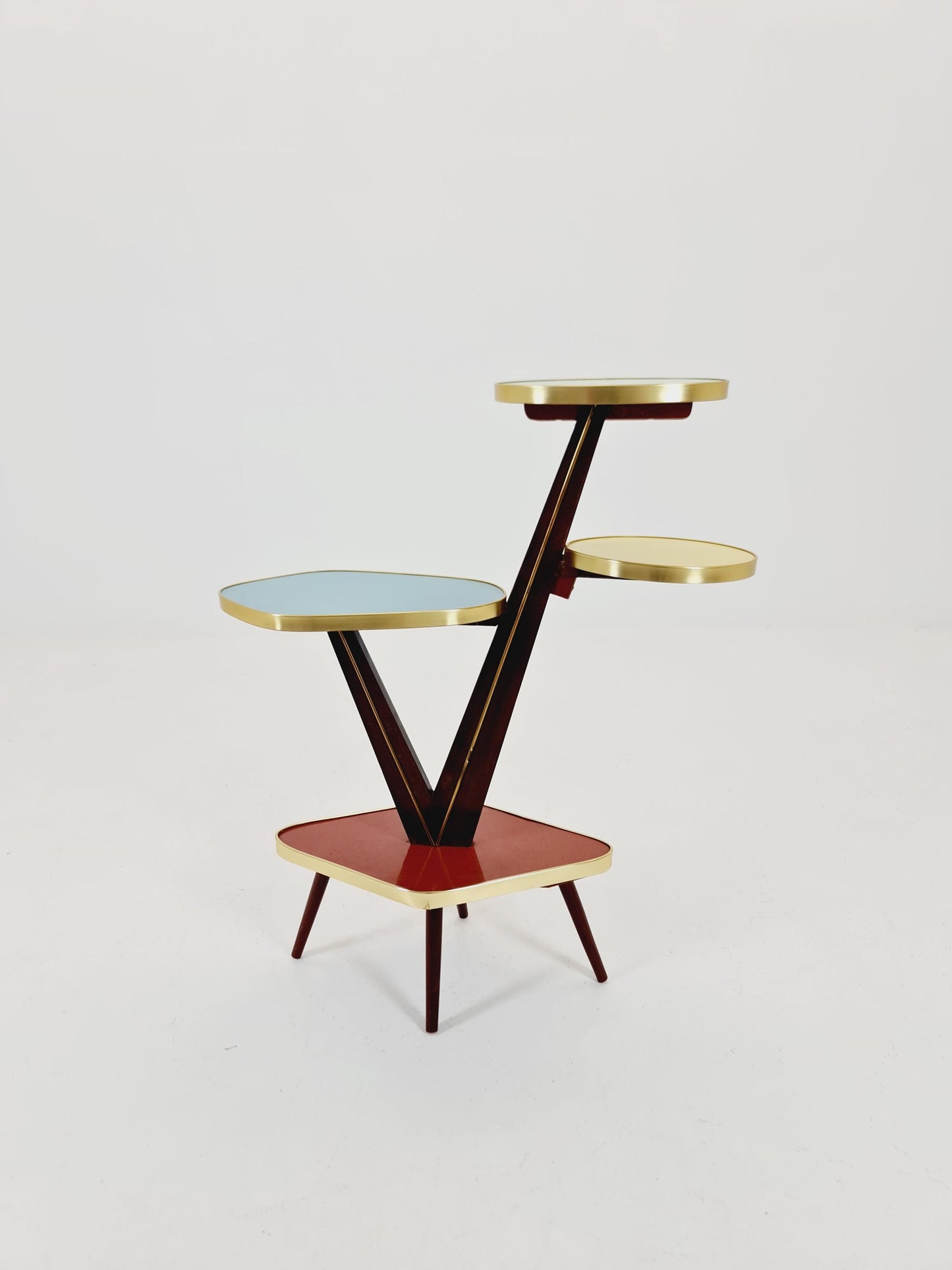 Big 1950s German Plant Stand, Colorful Vintage Mid-Century Minimalist Indoor Plant Stand Side Table Retro flower table