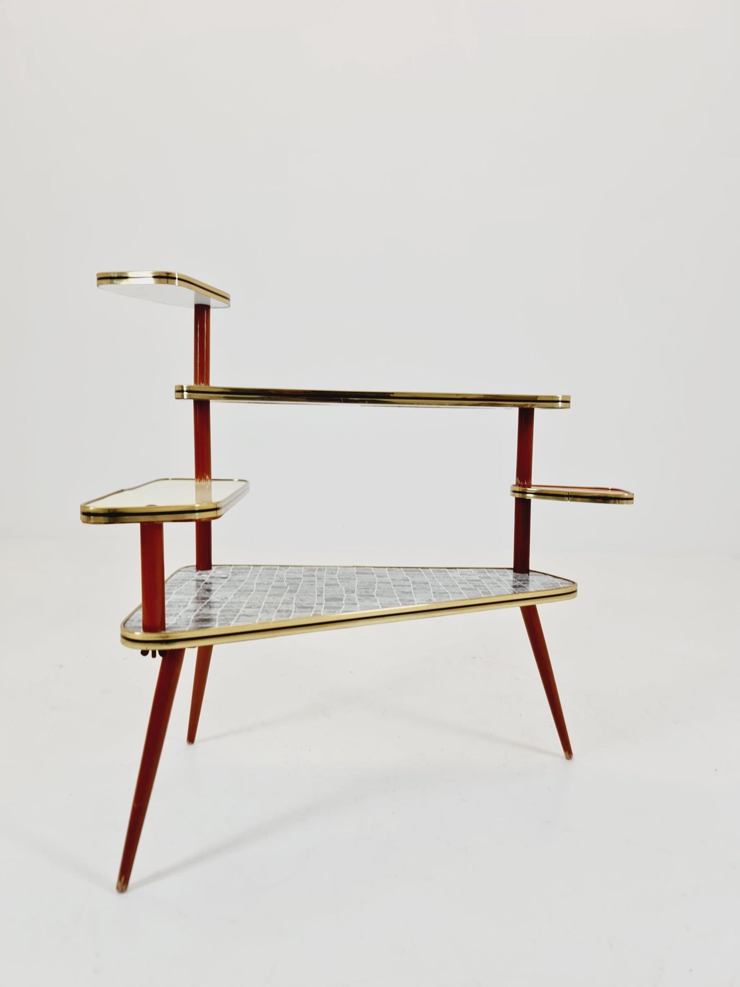 Big 1950s German Plant Stand, Colorful Vintage Mid-Century Minimalist Indoor Plant Stand Side Table Retro flower table