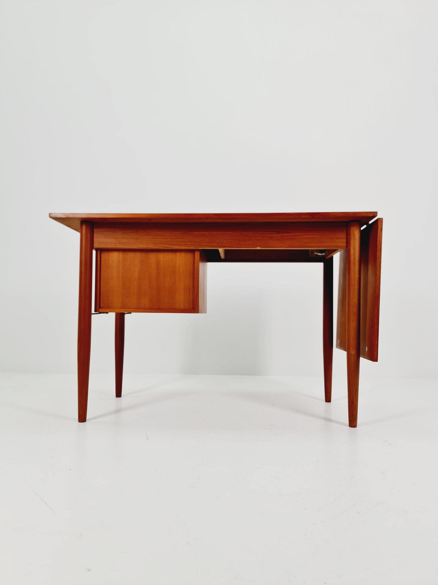 Mid century Danish leaf Drop teak desk By Gunnar Nielsen Tibergaard , 1960s